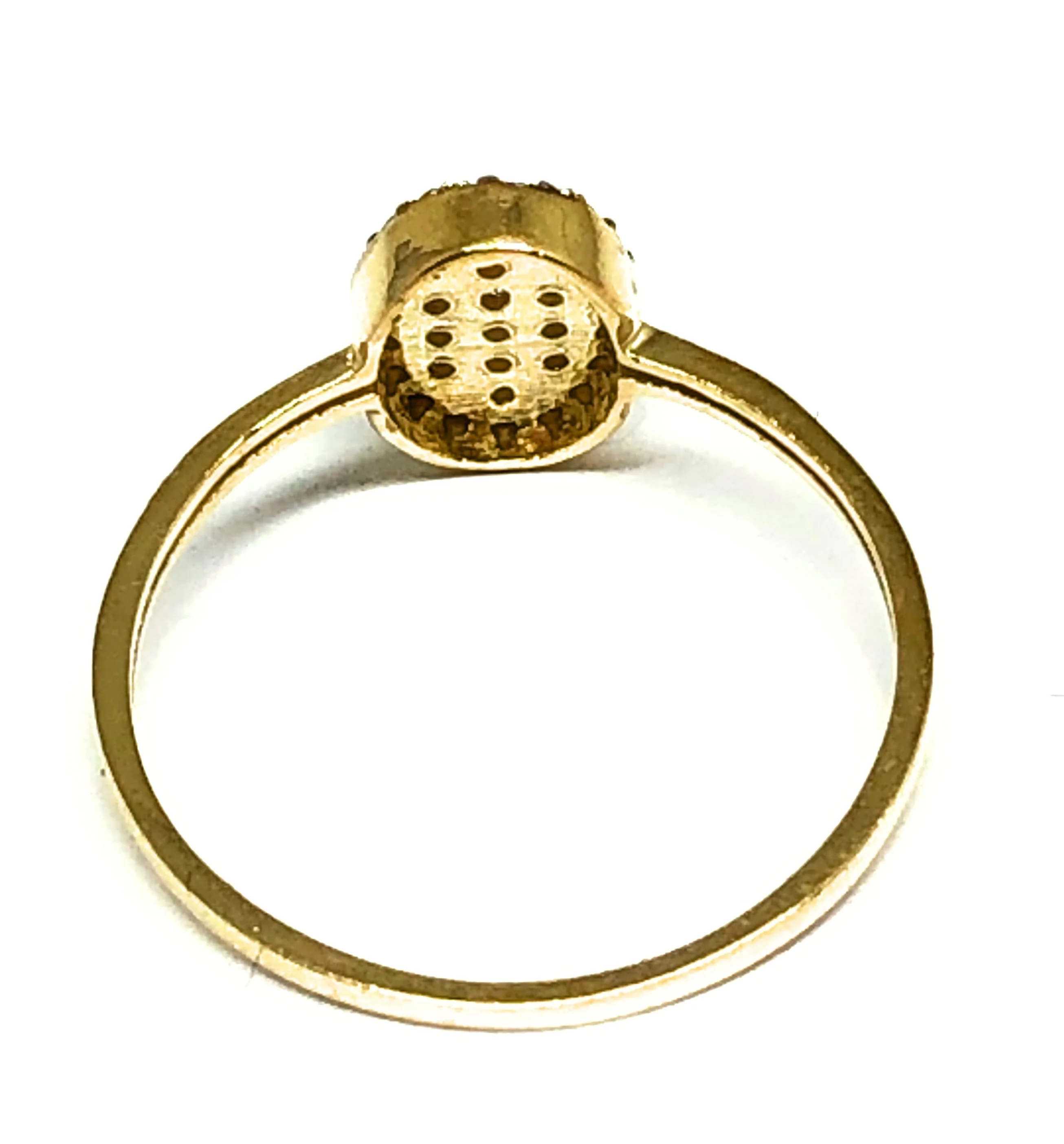 10k Solid Gold Yellow & White Gold CZ Round Ring - Image 3