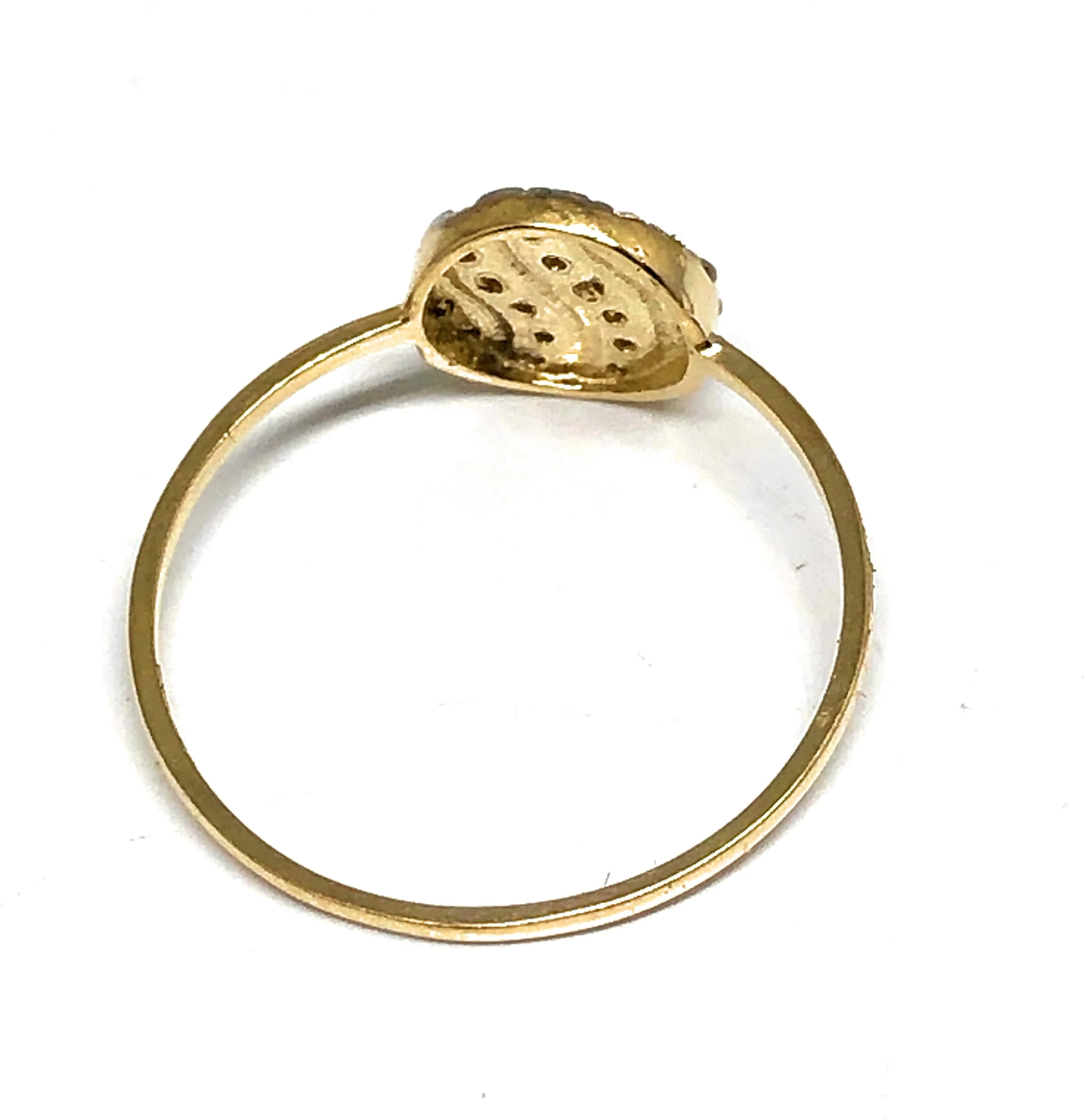 10k Solid Gold Yellow & White Gold CZ Round Ring - Image 3
