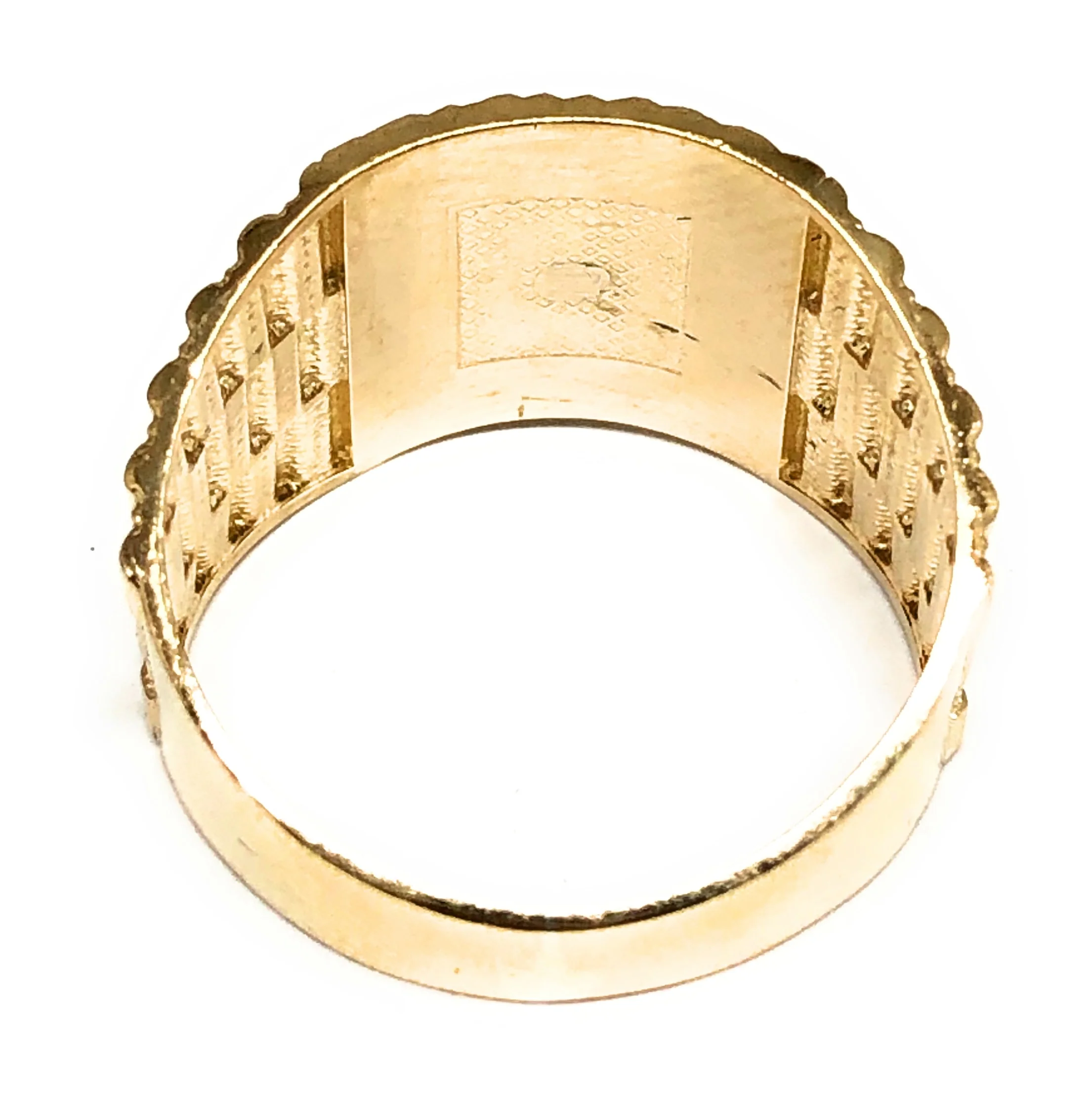 10k Solid Gold Yellow & White Gold Dollar Sign Money Ring - Image 3