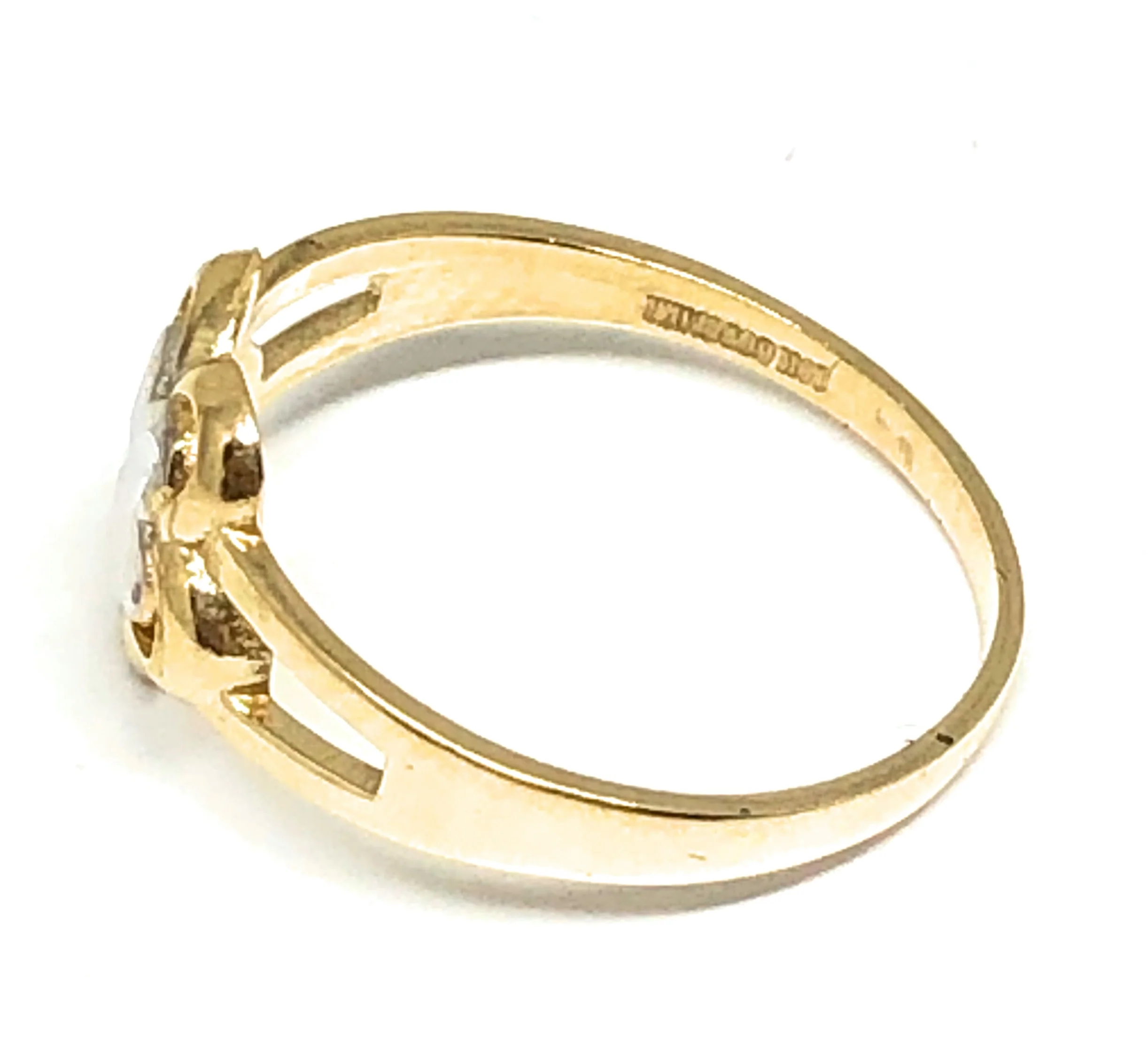 10k Solid Gold Yellow & White Gold Flower Ring - Image 2