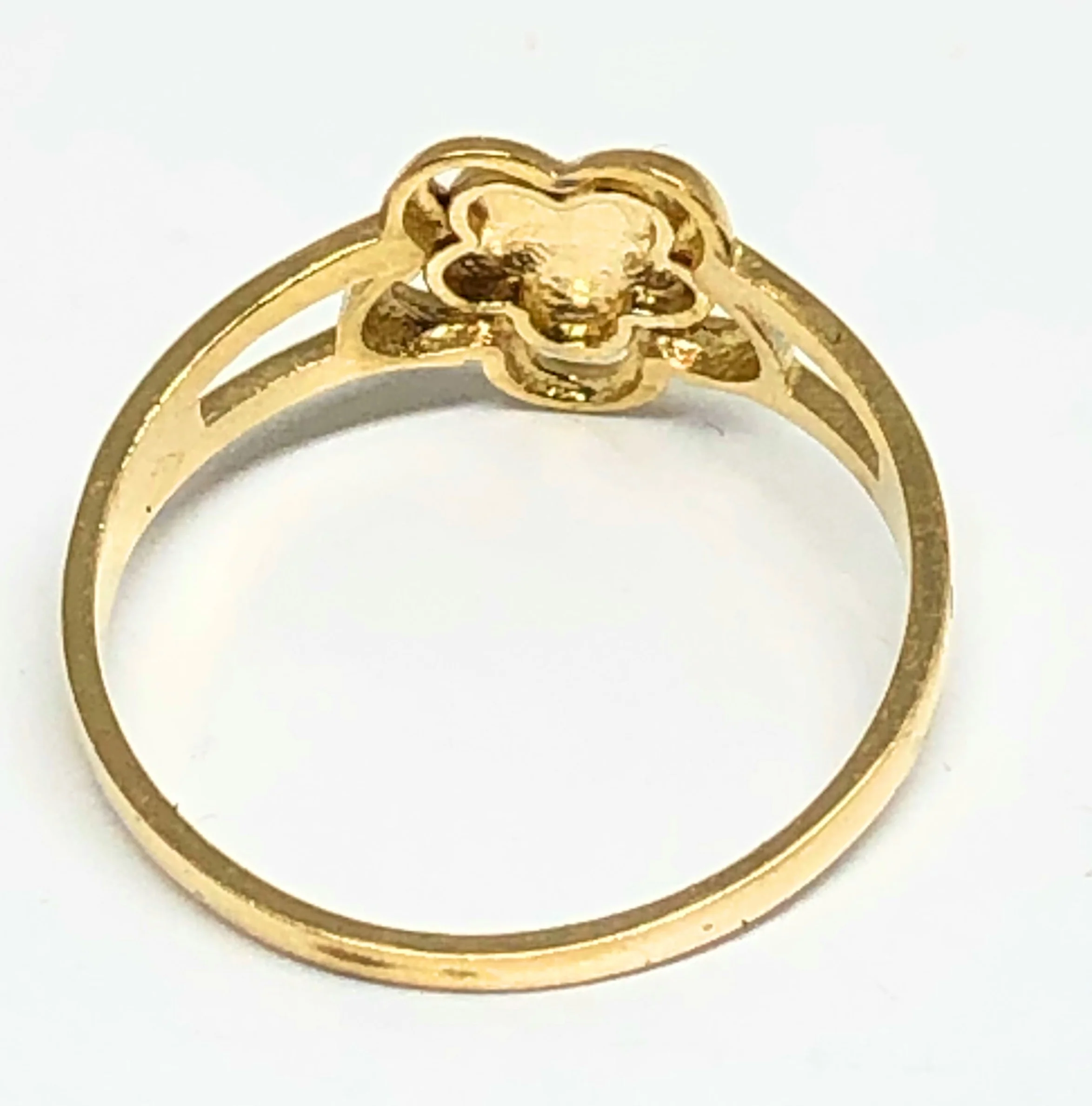 10k Solid Gold Yellow & White Gold Flower Ring - Image 3