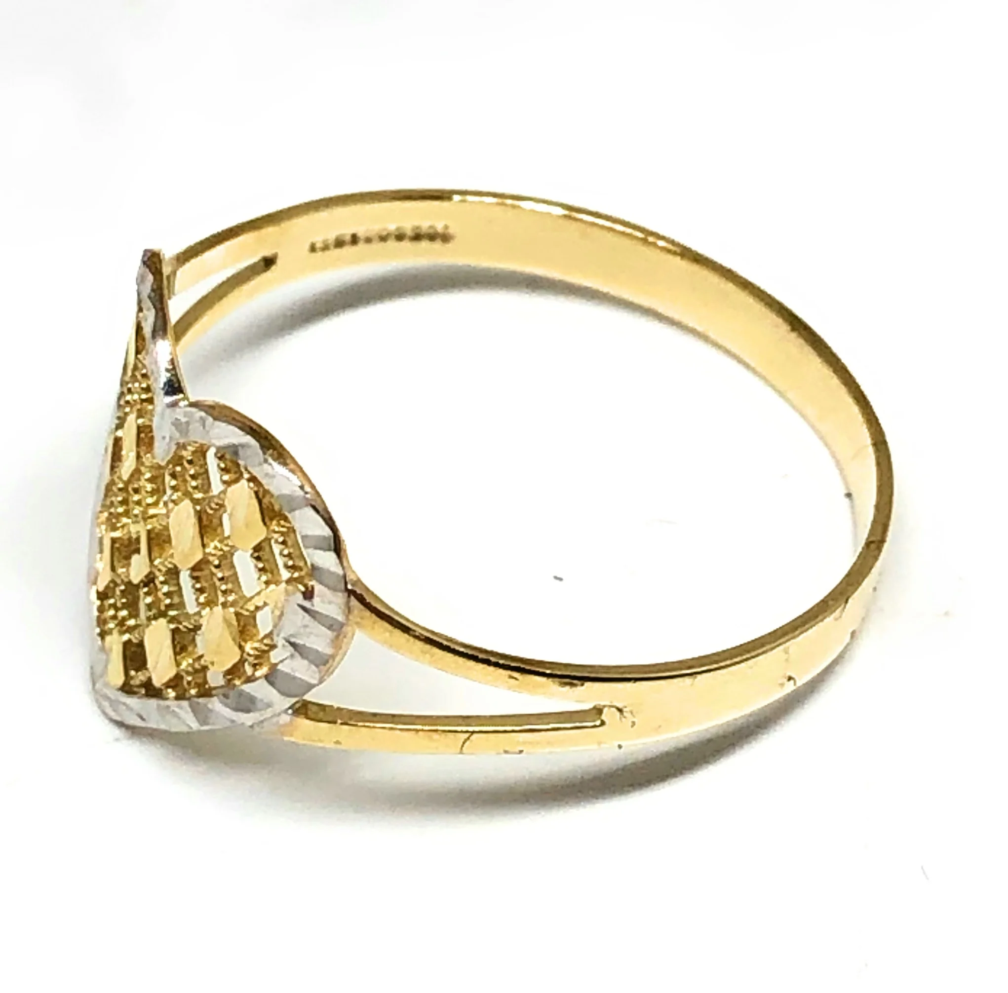 10k Solid Gold Yellow & White Gold Heart Ring - Image 2