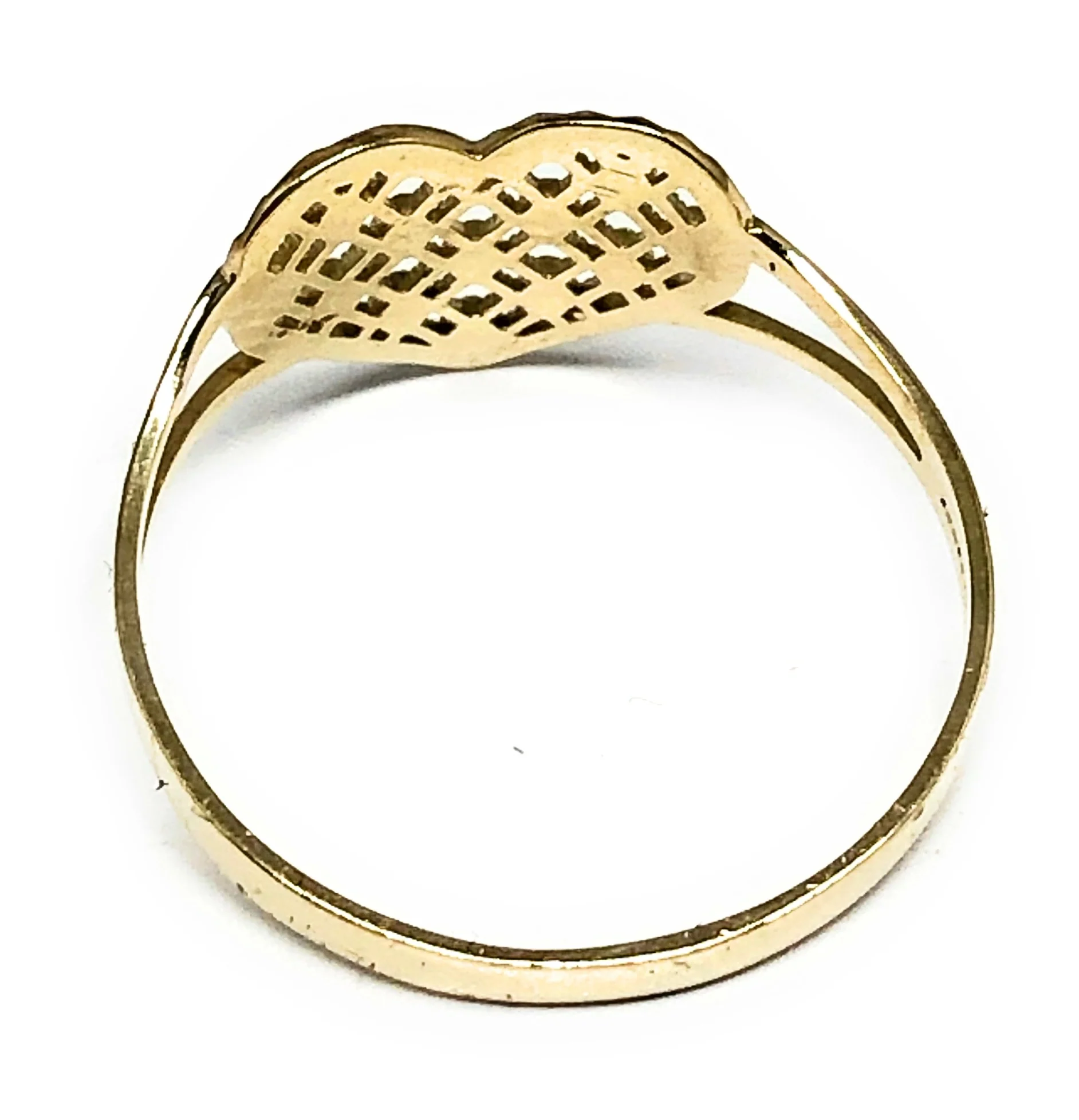 10k Solid Gold Yellow & White Gold Heart Ring - Image 3