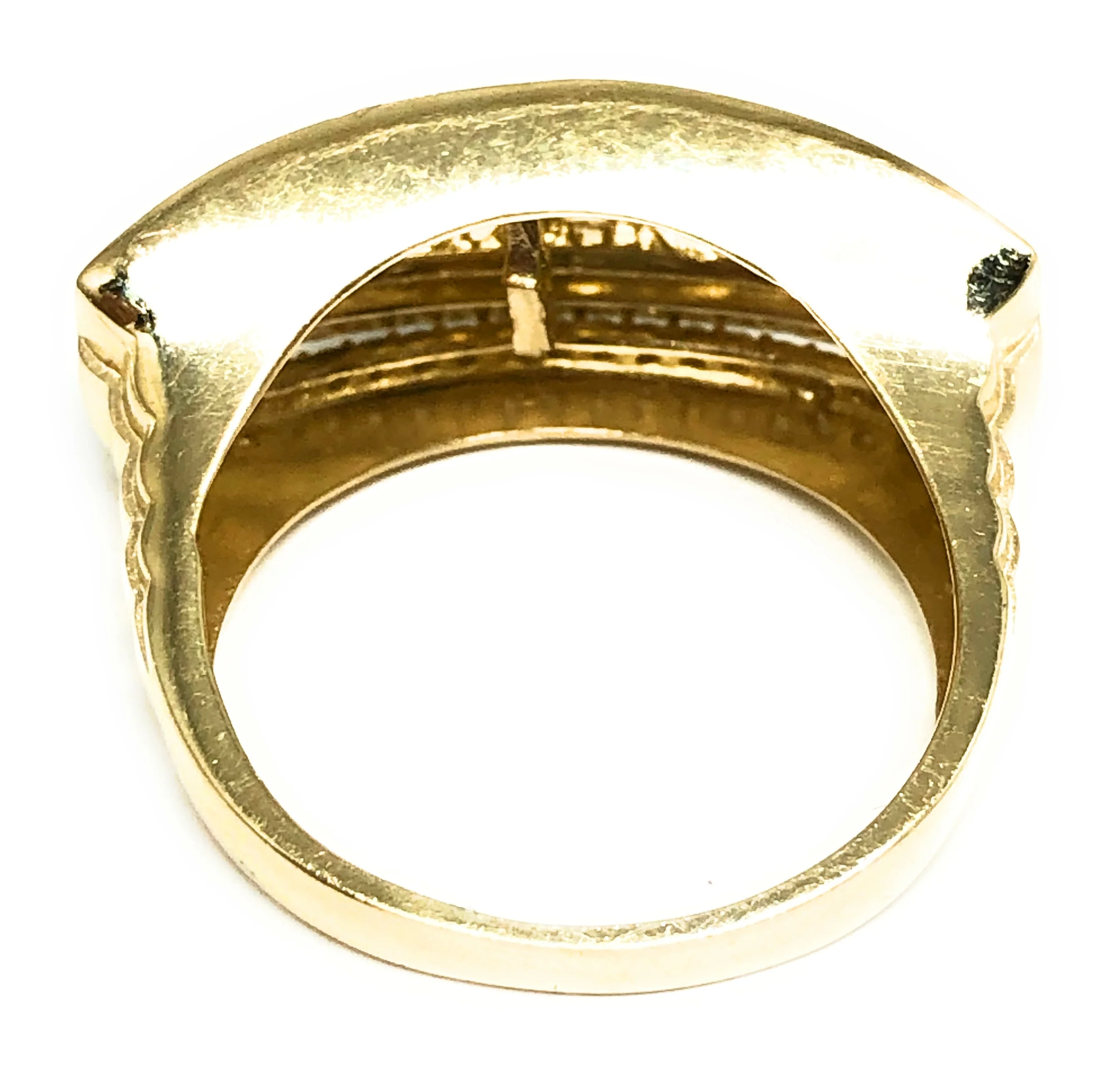 10k Solid Gold Yellow & White Gold Last Supper CZ Ring - Image 3