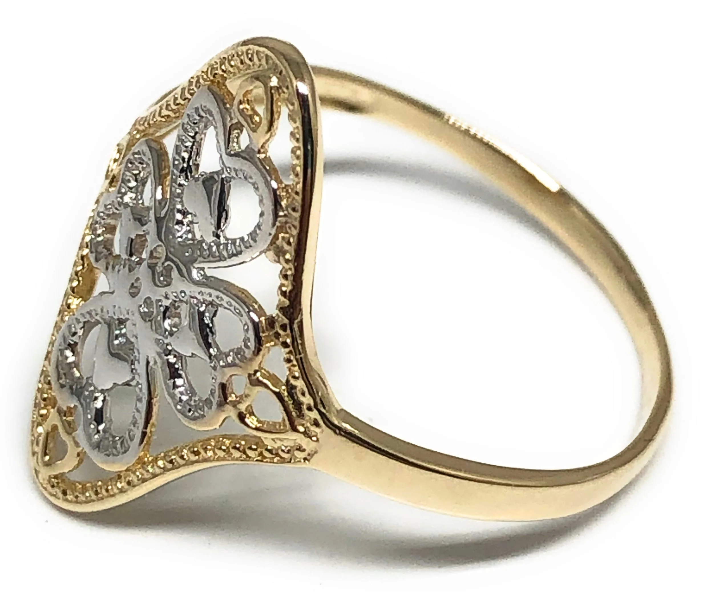 10k Solid Gold Yellow & White Gold Hearts Ring (FC 126) - Image 2