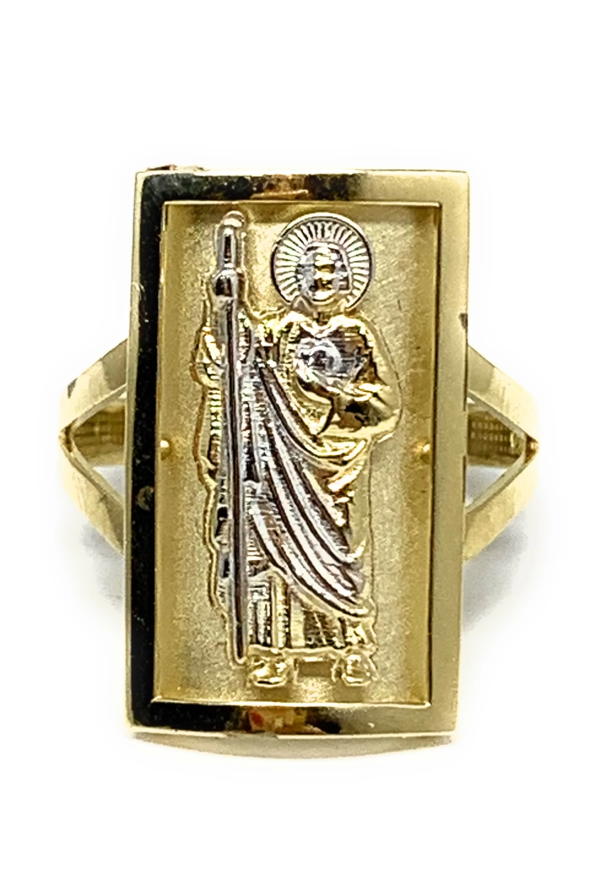 10k Solid Gold Yellow & White Gold Square Saan Judas Ring