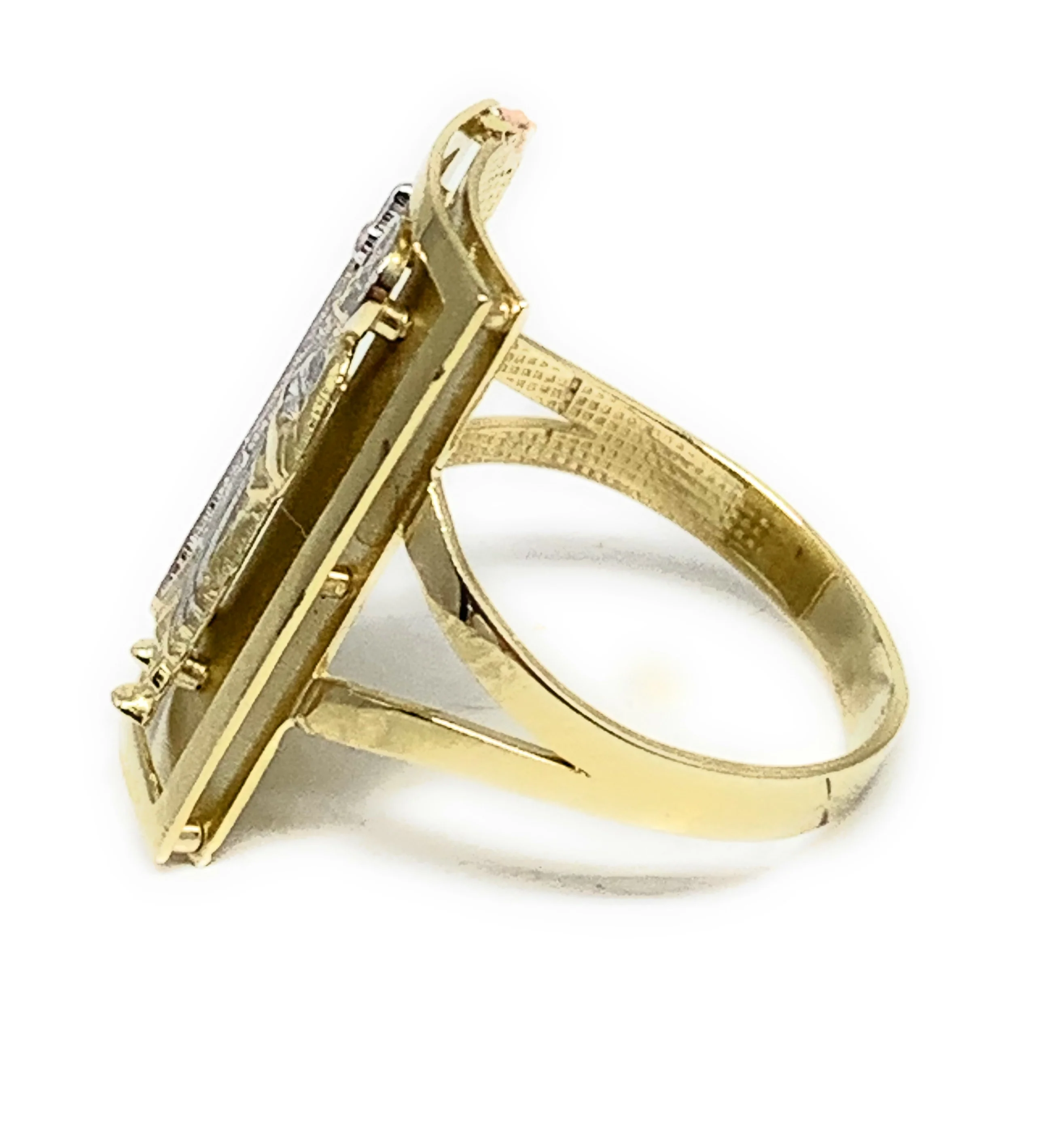 10k Solid Gold Yellow & White Gold Square Saan Judas Ring - Image 2