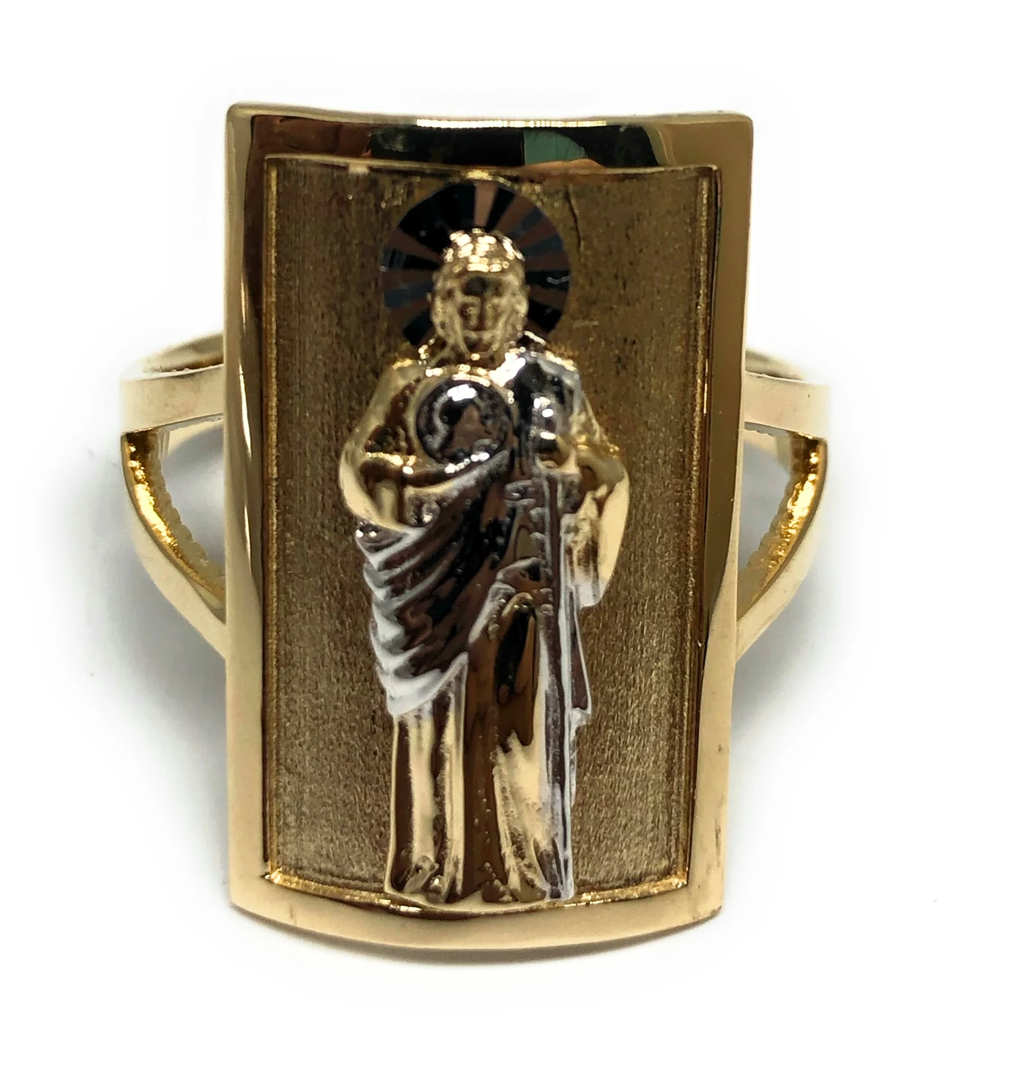 10k Solid Gold Yellow & White Gold Square Saan Judas Ring (FC 74)