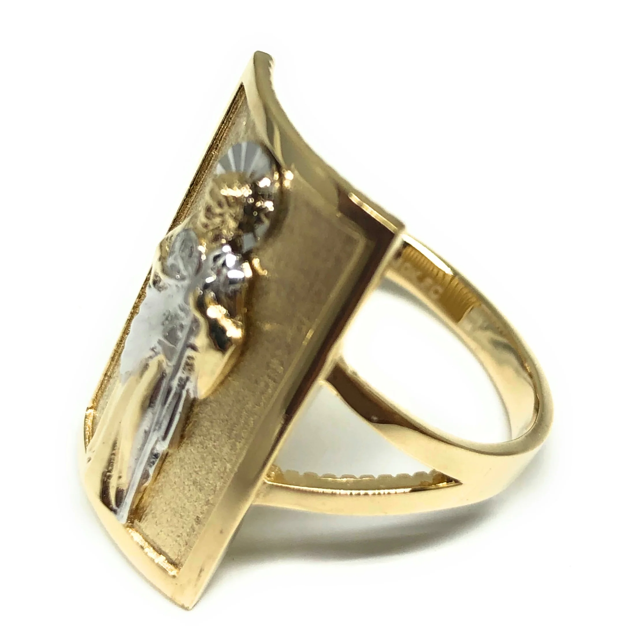 10k Solid Gold Yellow & White Gold Square Saan Judas Ring (FC 74) - Image 2