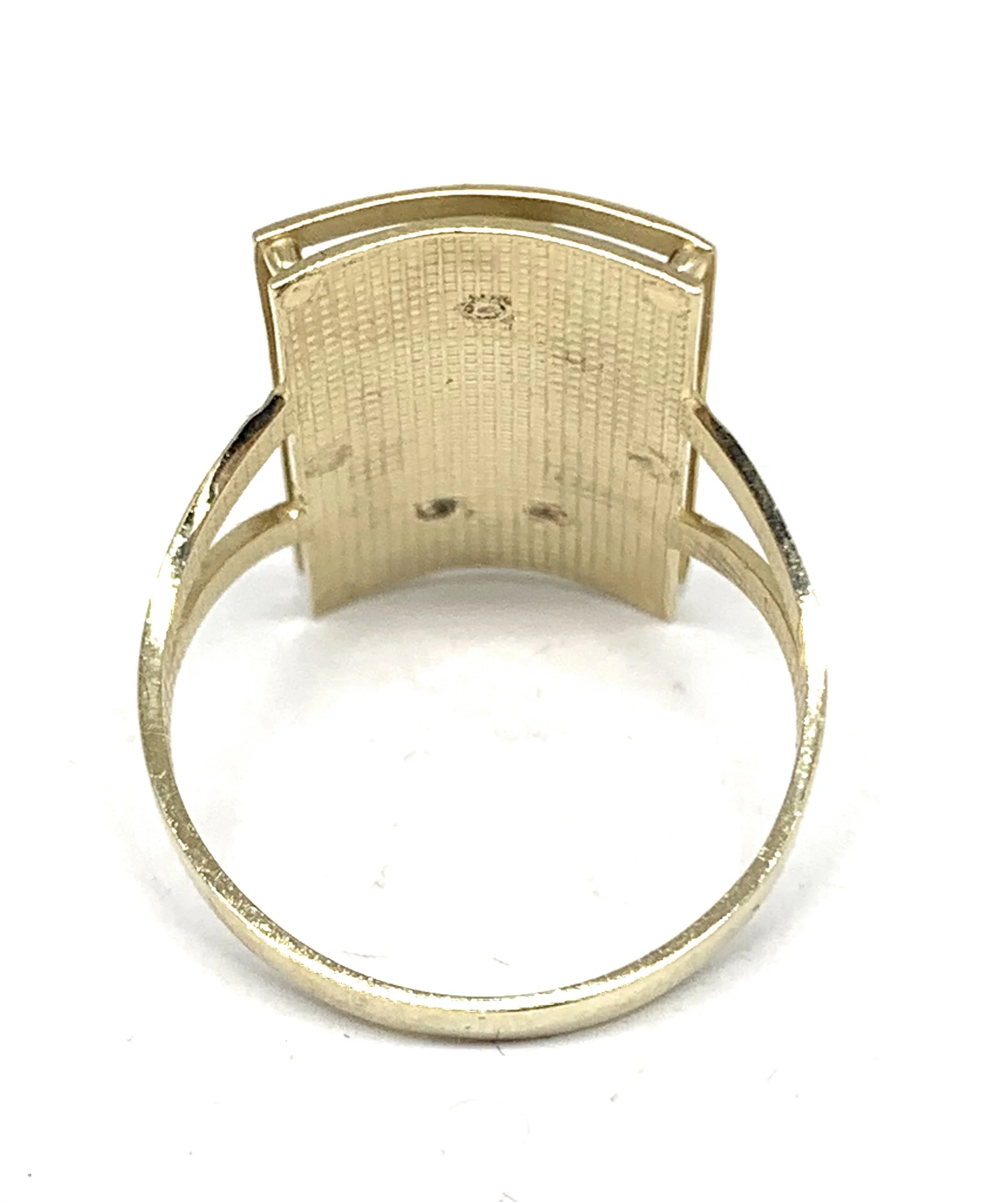 10k Solid Gold Yellow & White Gold Square Virrgin Mary Ring - Image 3