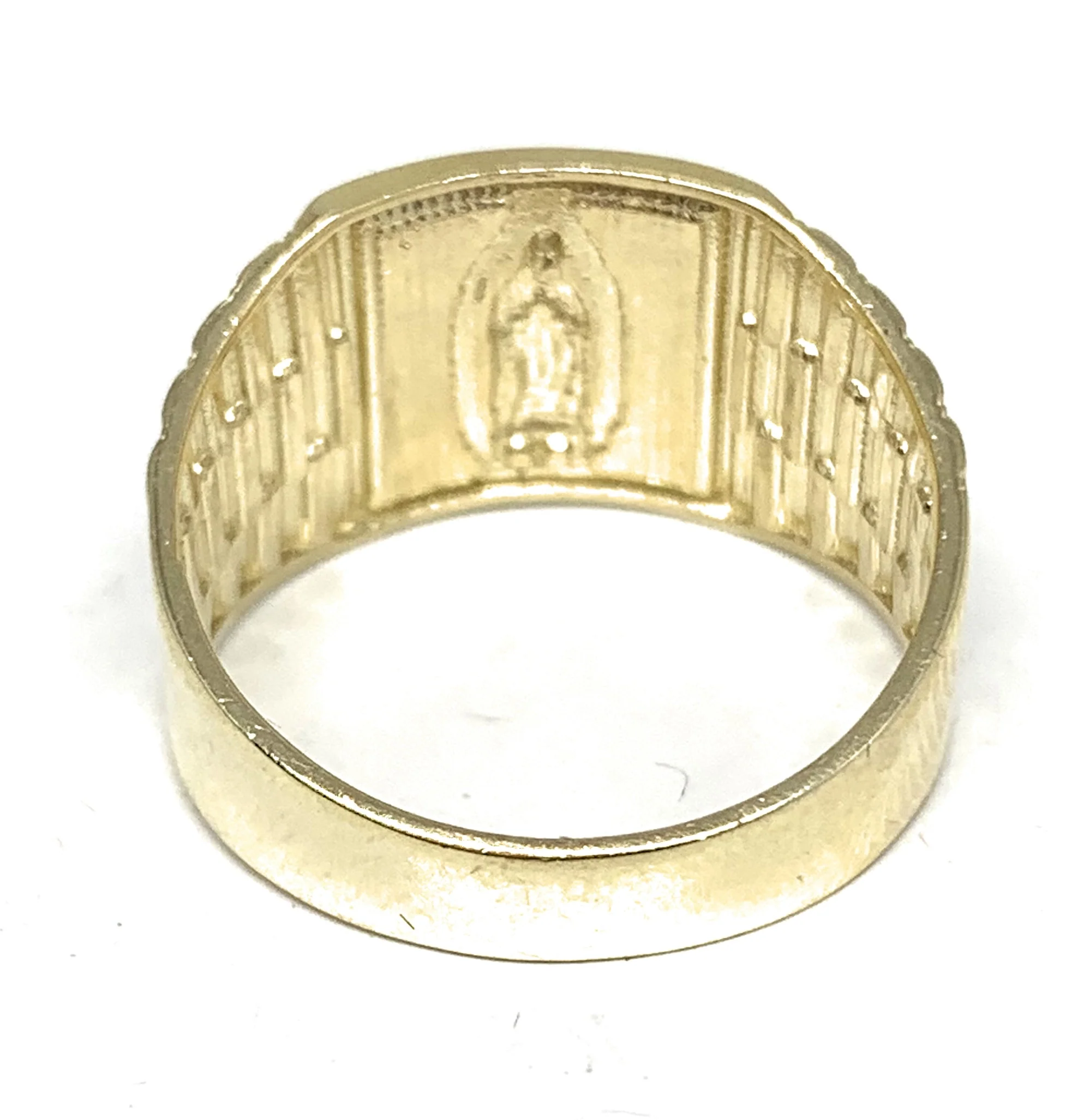 10k Solid Gold Yellow & White Gold Virrgin Mary Ring - Image 3