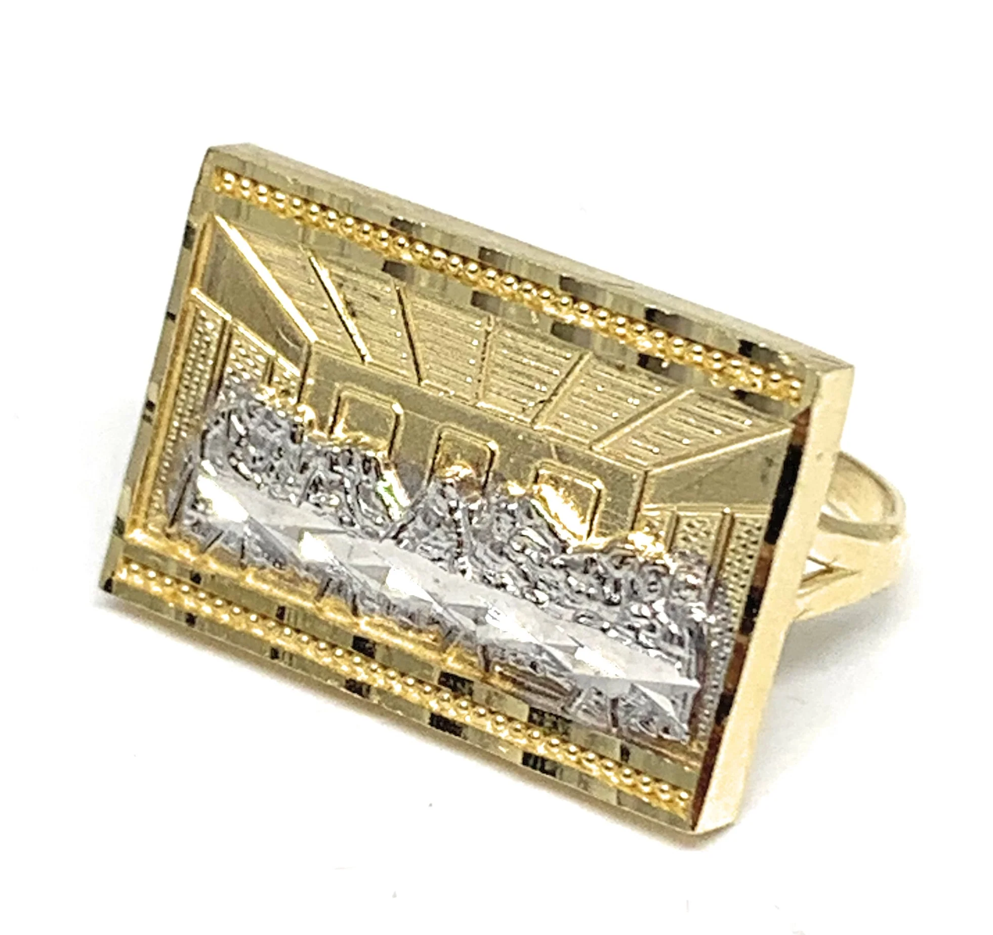 10k Solid Gold Yellow & White Gold Last Supper Ring