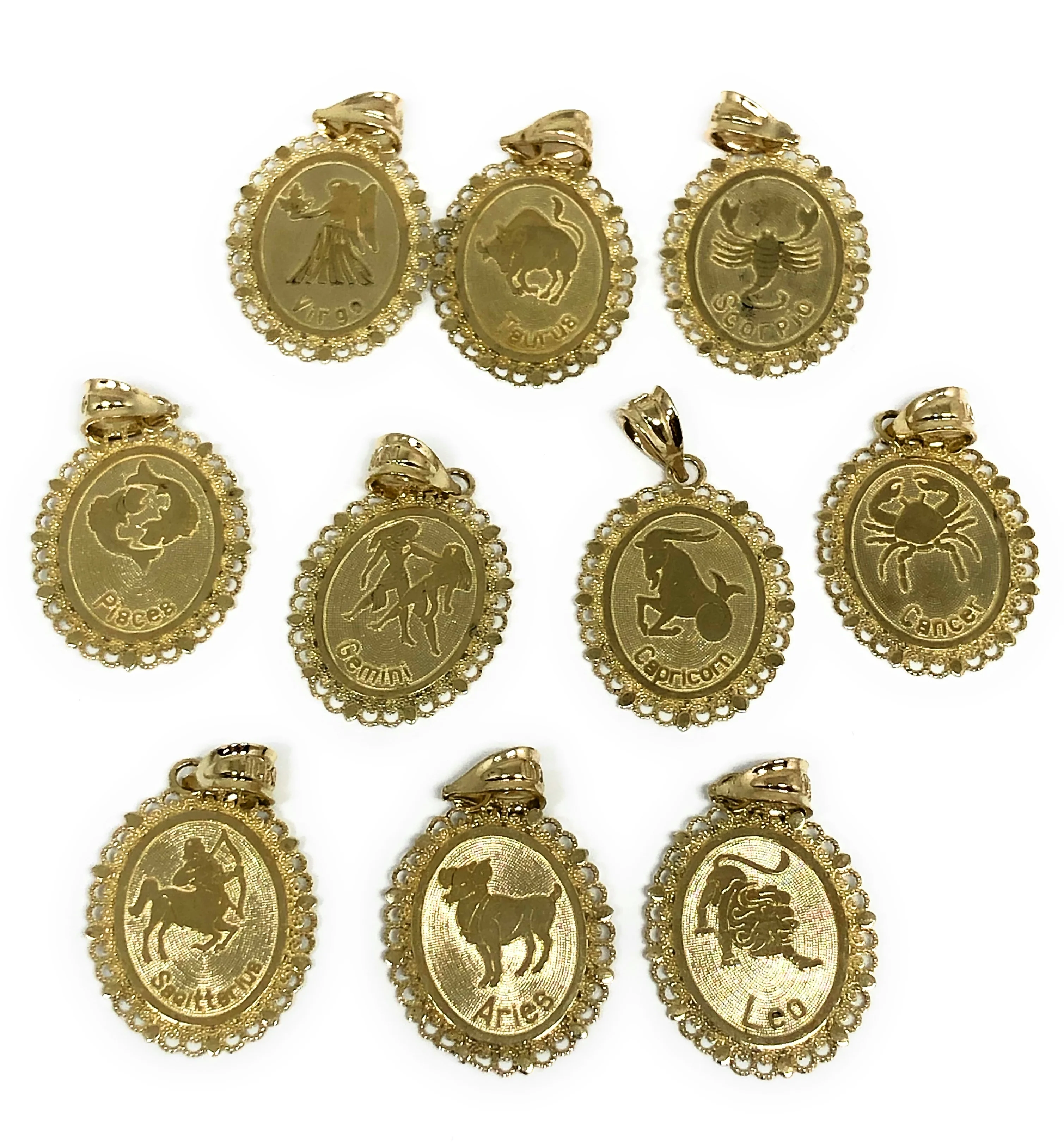10k Solid Gold Yellow Zodiac Signs Pendant Charm (Choose your Sign) (PENDANT ONLY-NO CHAIN) - Image 2