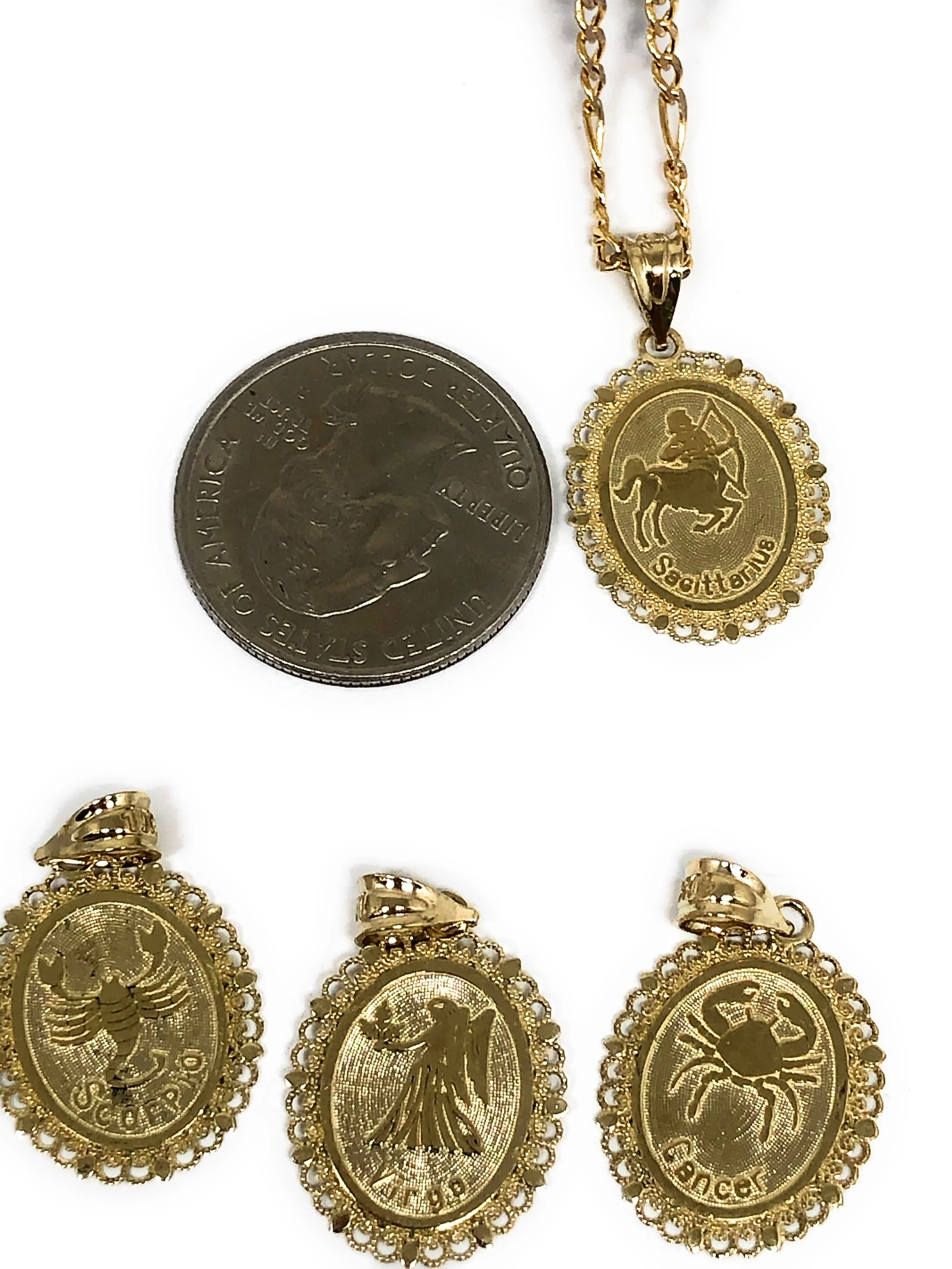 10k Solid Gold Yellow Zodiac Signs Pendant Charm (Choose your Sign) (PENDANT ONLY-NO CHAIN) - Image 3