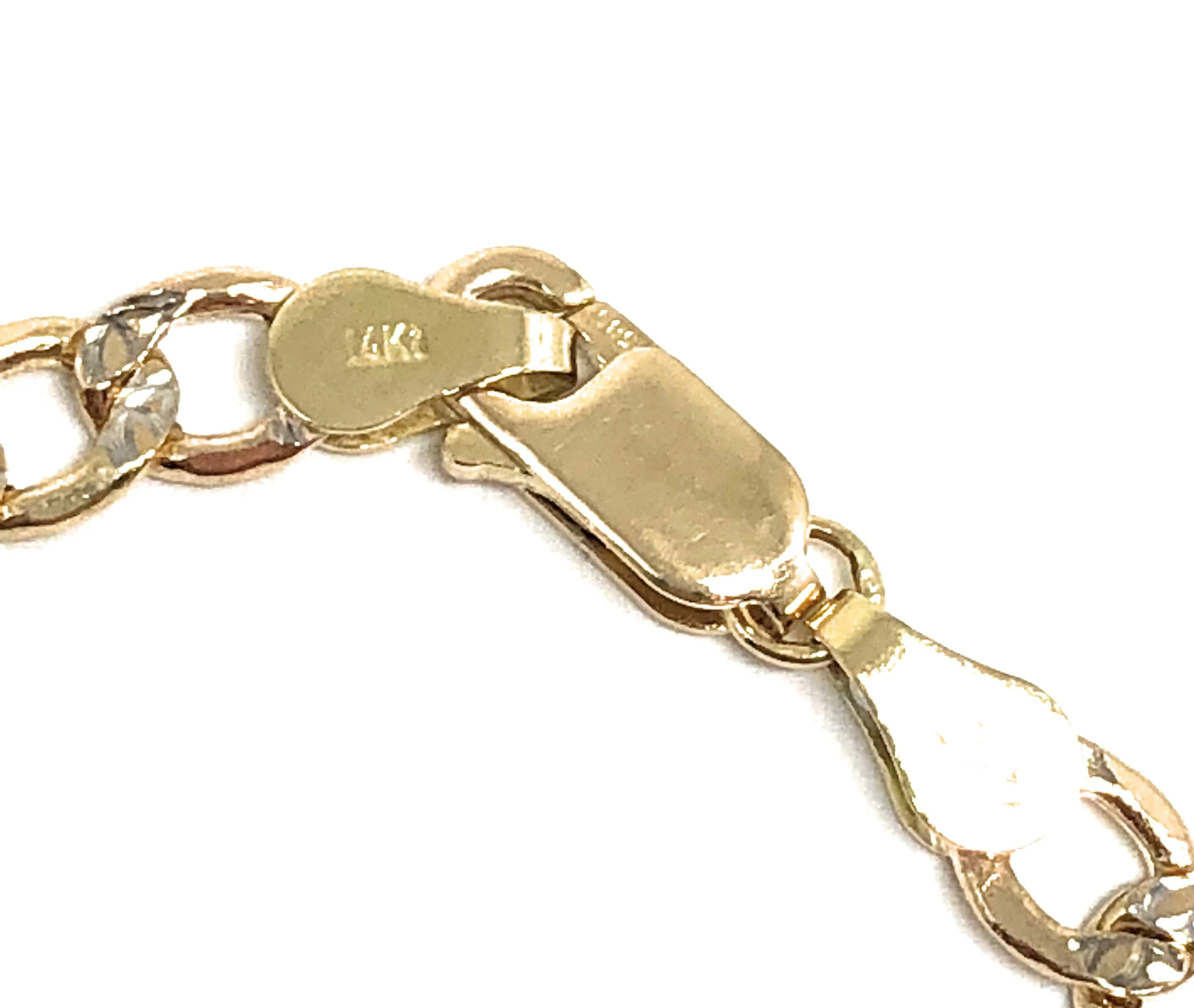 14k Solid Gold Kids 0-8 ID FIGARO Brracelet 6 inch length 3.5MM-4.25MM Width (Free Engraving, Email us name!) - Image 4
