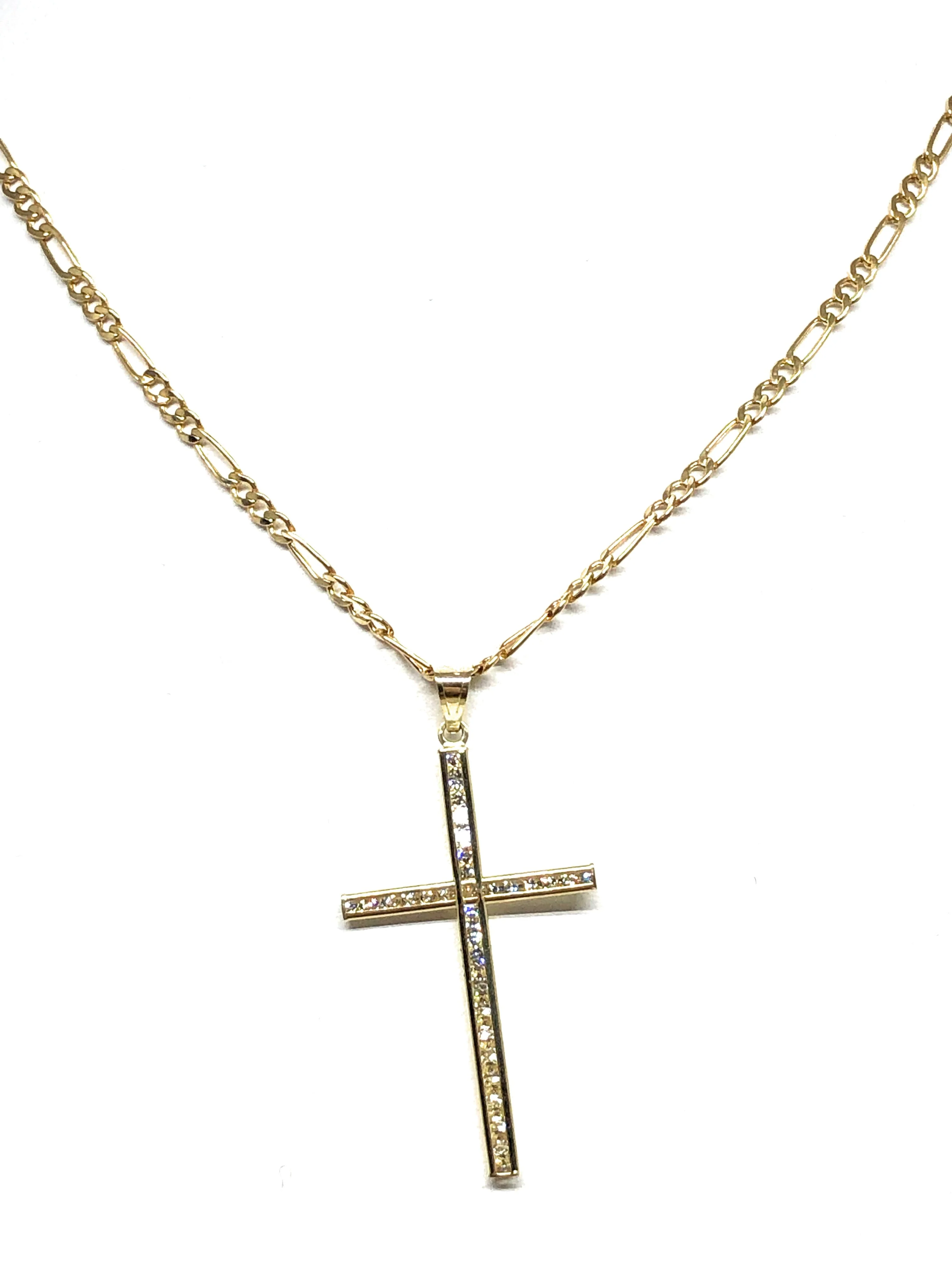 14k Solid Gold Classic Crucifix Cross CZ Pendant - Image 6