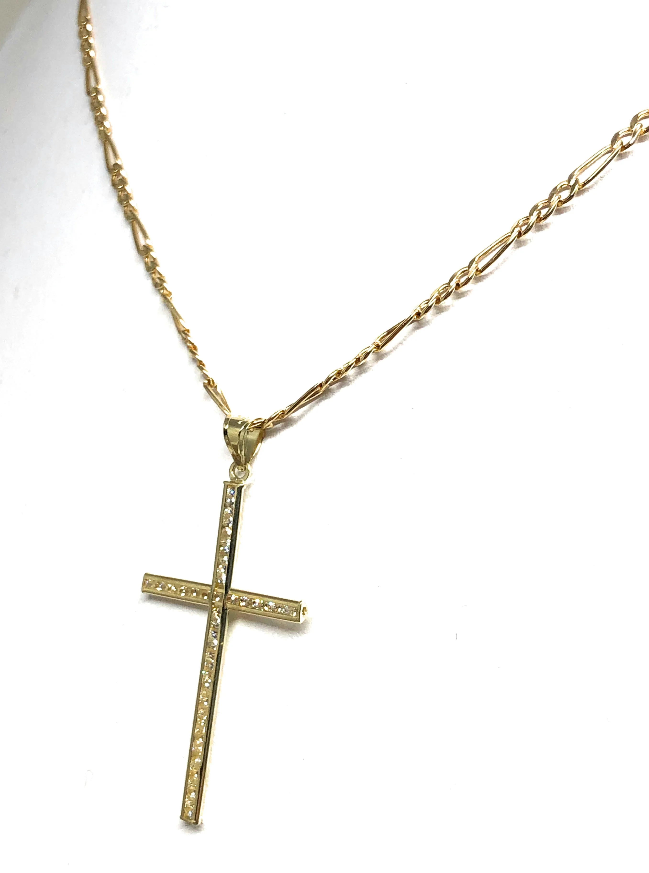 14k Solid Gold Classic Crucifix Cross CZ Pendant - Image 7