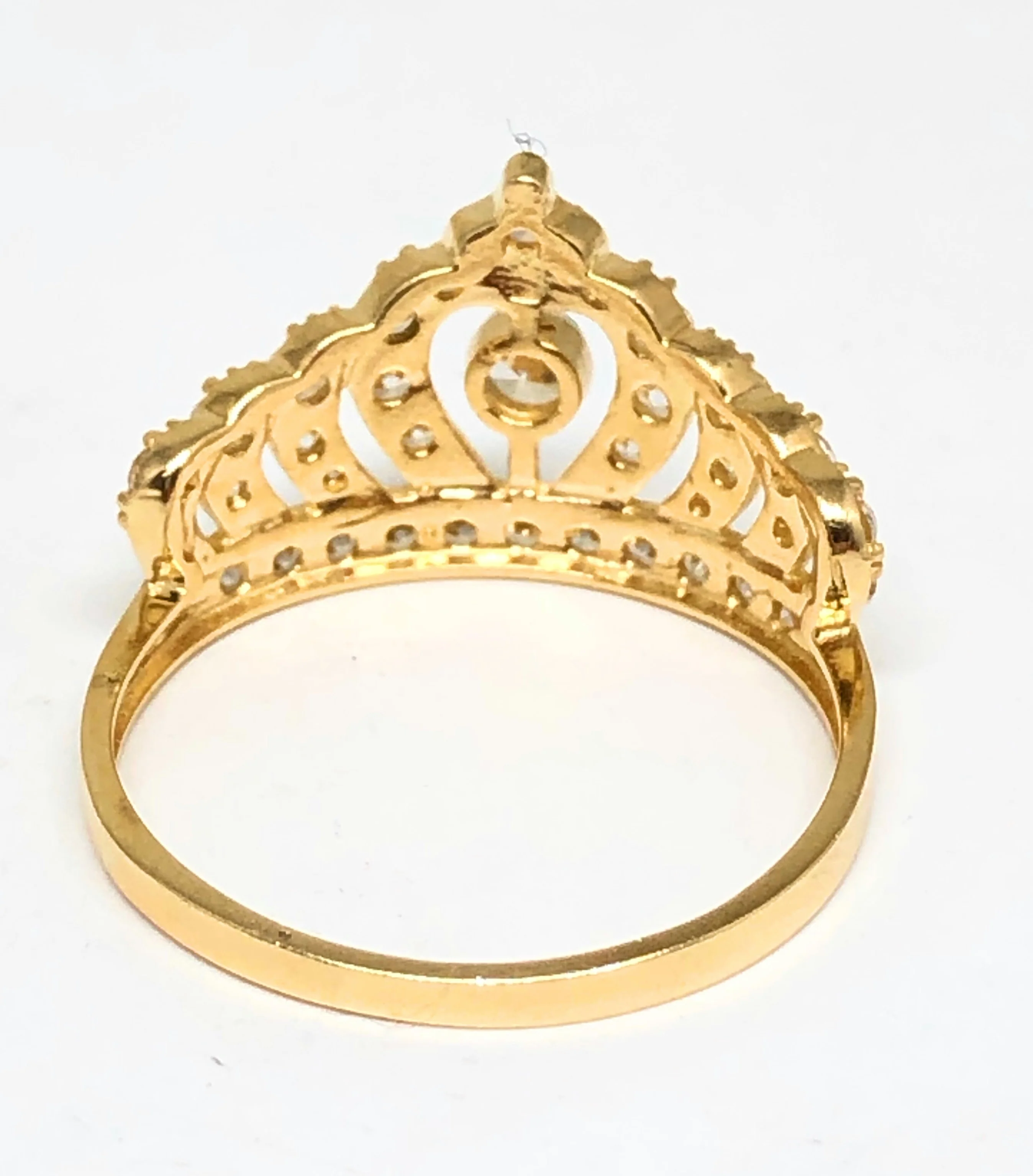 14k Solid Gold Crown Cubic Zirconia Ring - Image 4