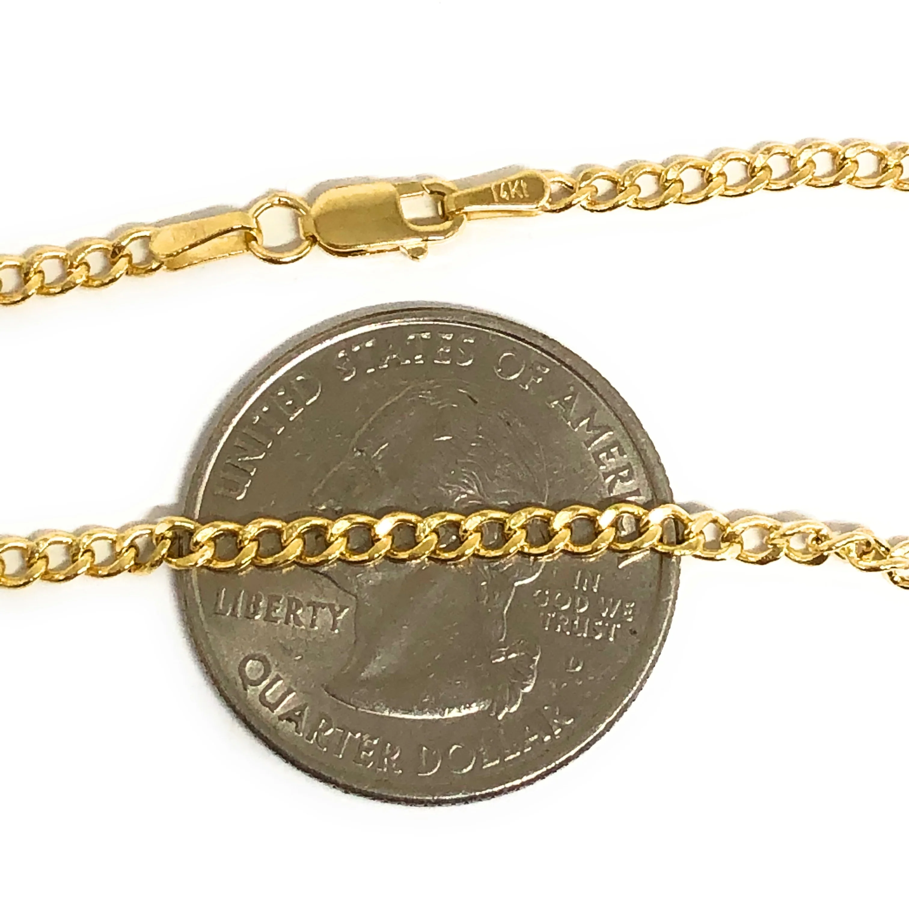 14k Solid Gold Cuban CURB Link Chain 18-24 inches 2.5mm (Semi-Hollow Style) - Image 2