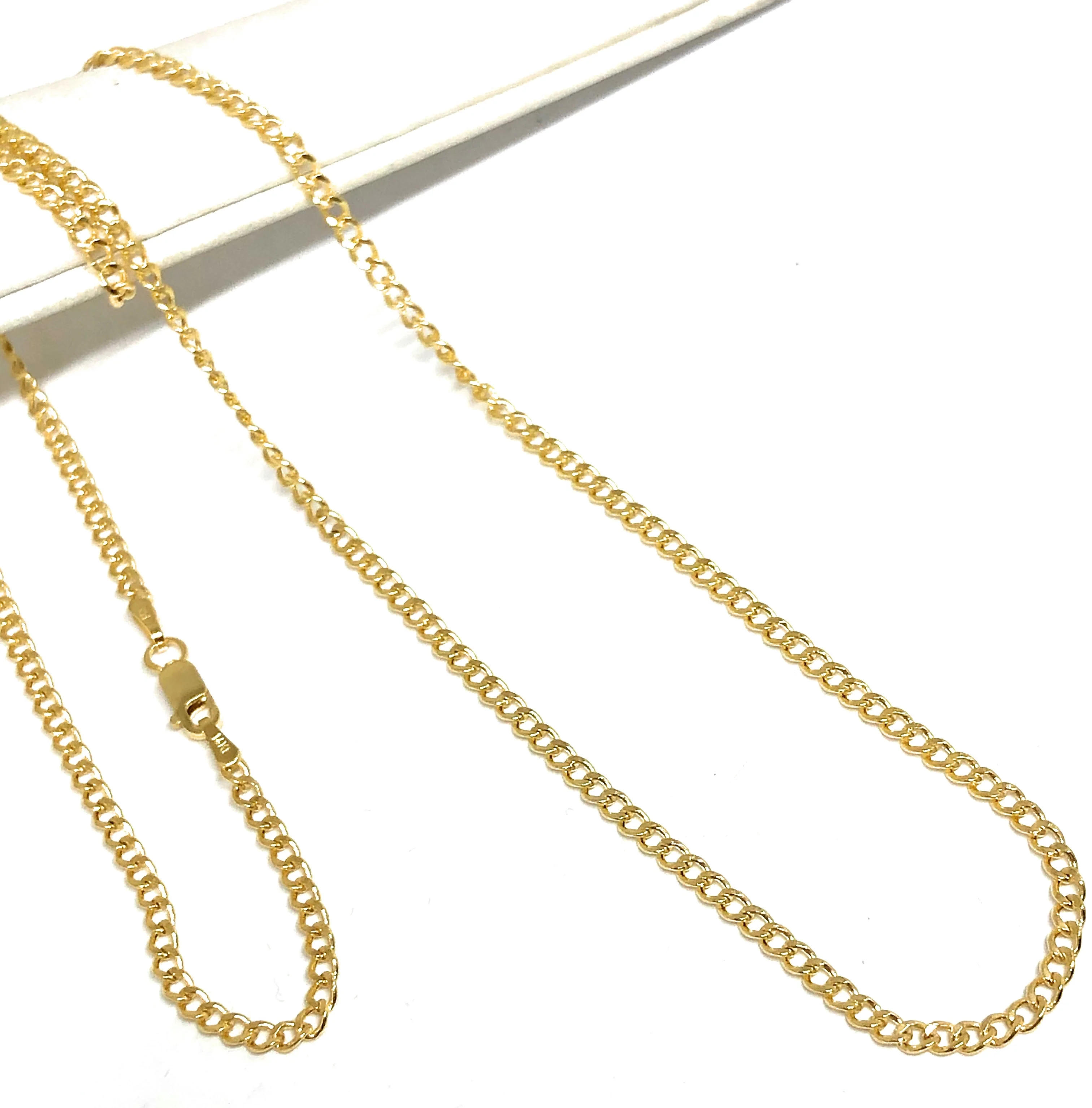 14k Solid Gold Cuban CURB Link Chain 18-24 inches 2.5mm (Semi-Hollow Style) - Image 3