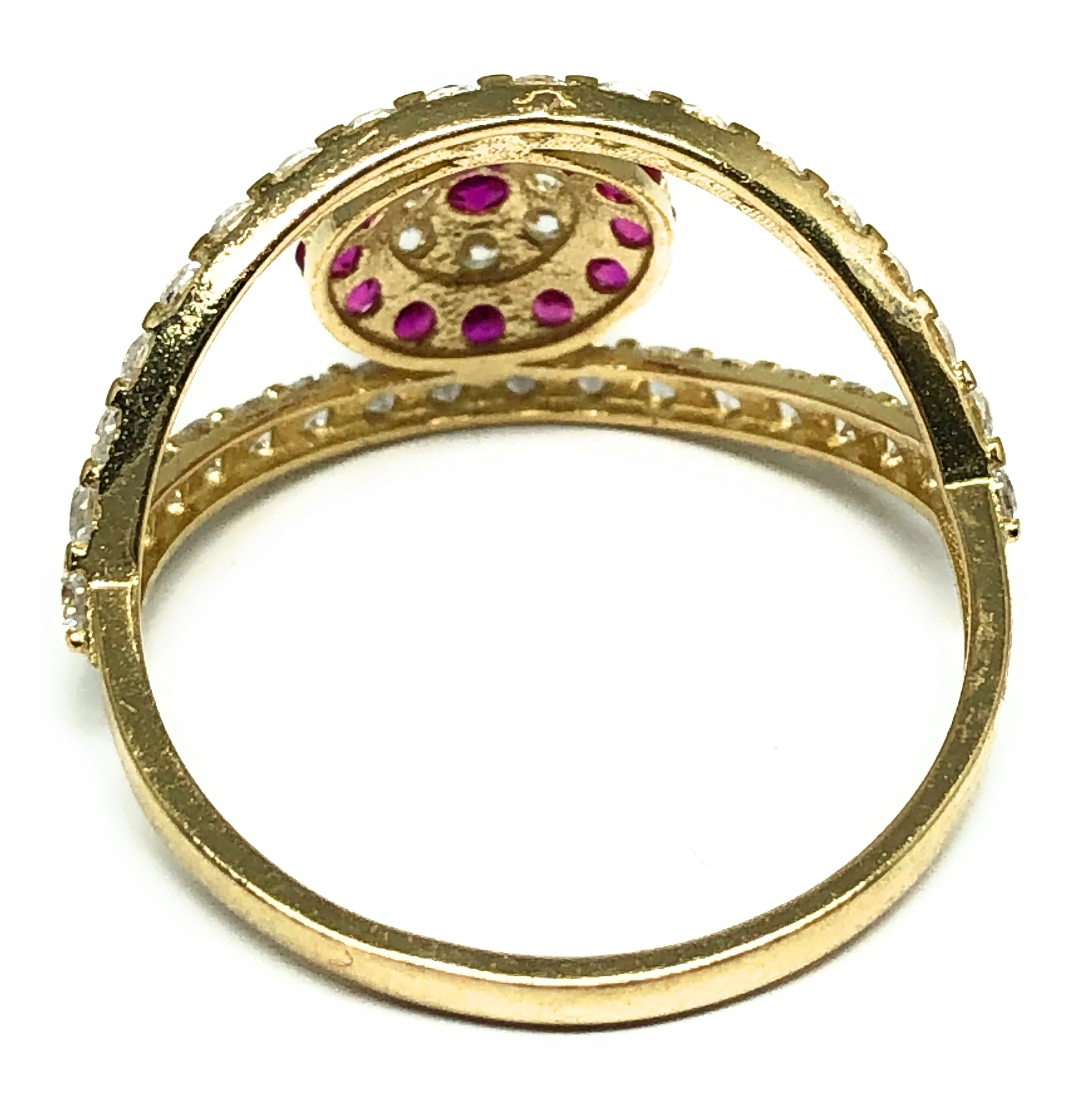 14k Solid Gold Evil Eye RED CZ Ring - Image 3