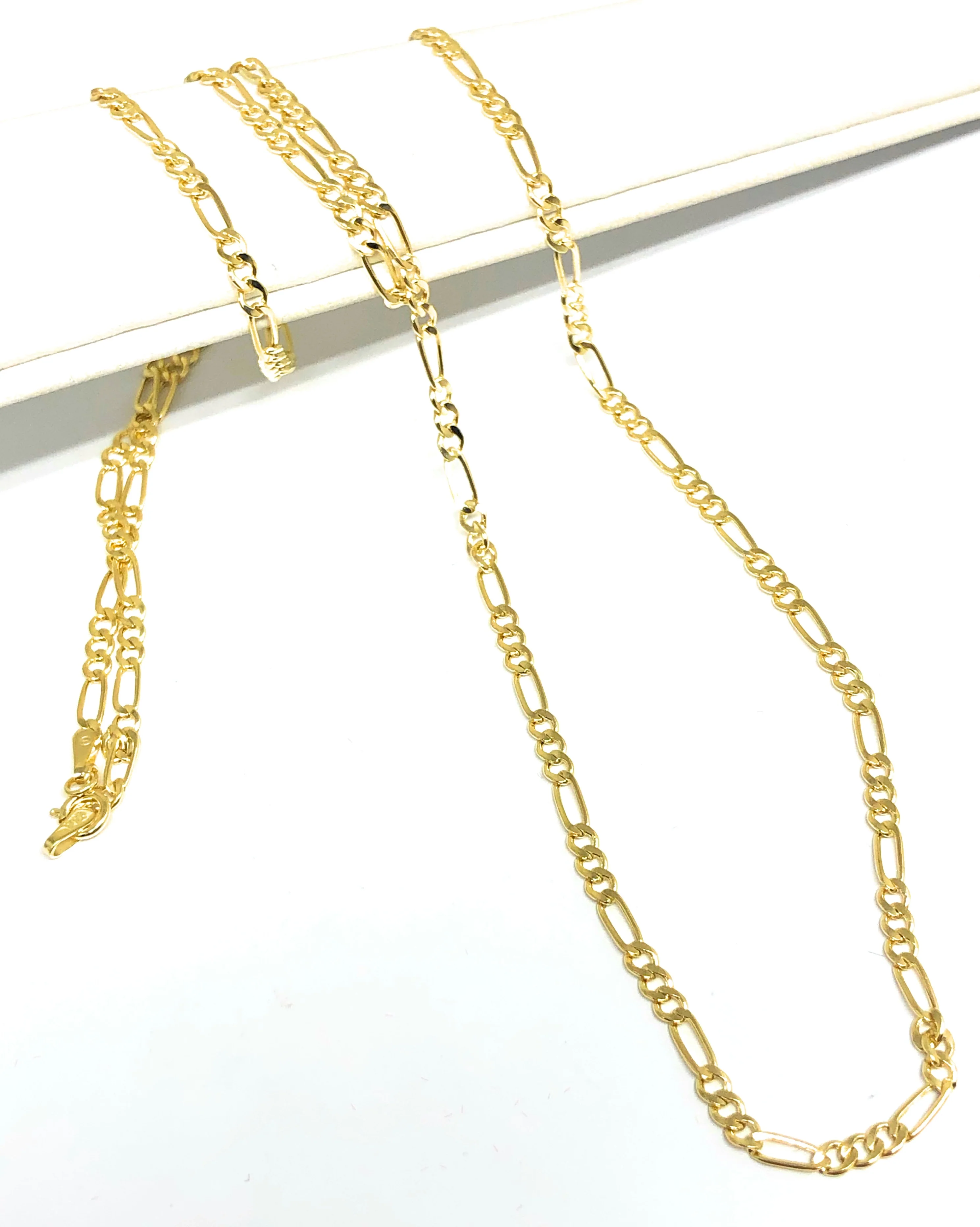 14k Solid Gold Figaro Chain 18-24 inches 2.2mm (Semi-Hollow Style) - Image 3