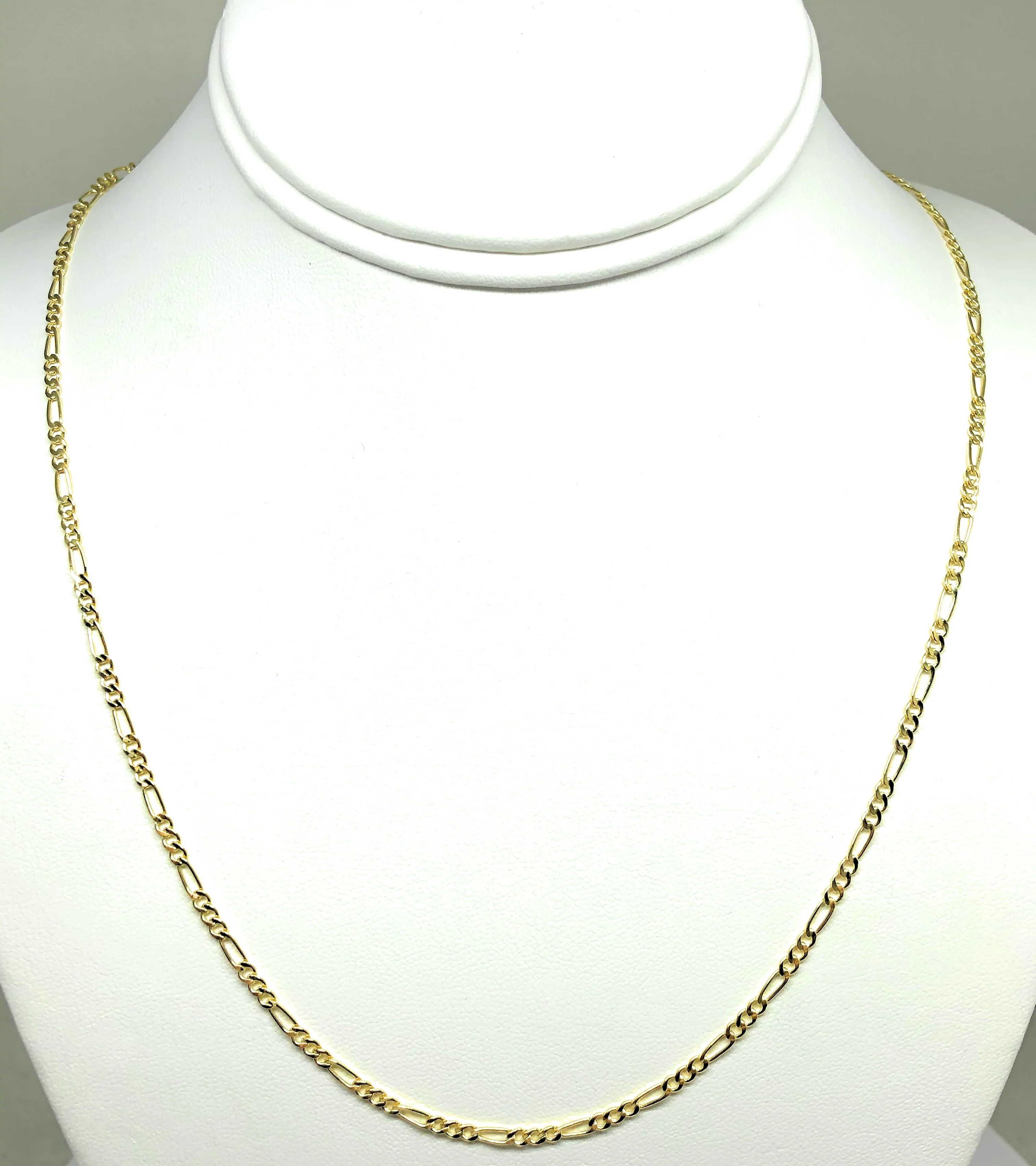 14k Solid Gold Figaro Chain 18-24 inches 2.2mm (Semi-Hollow Style) - Image 4