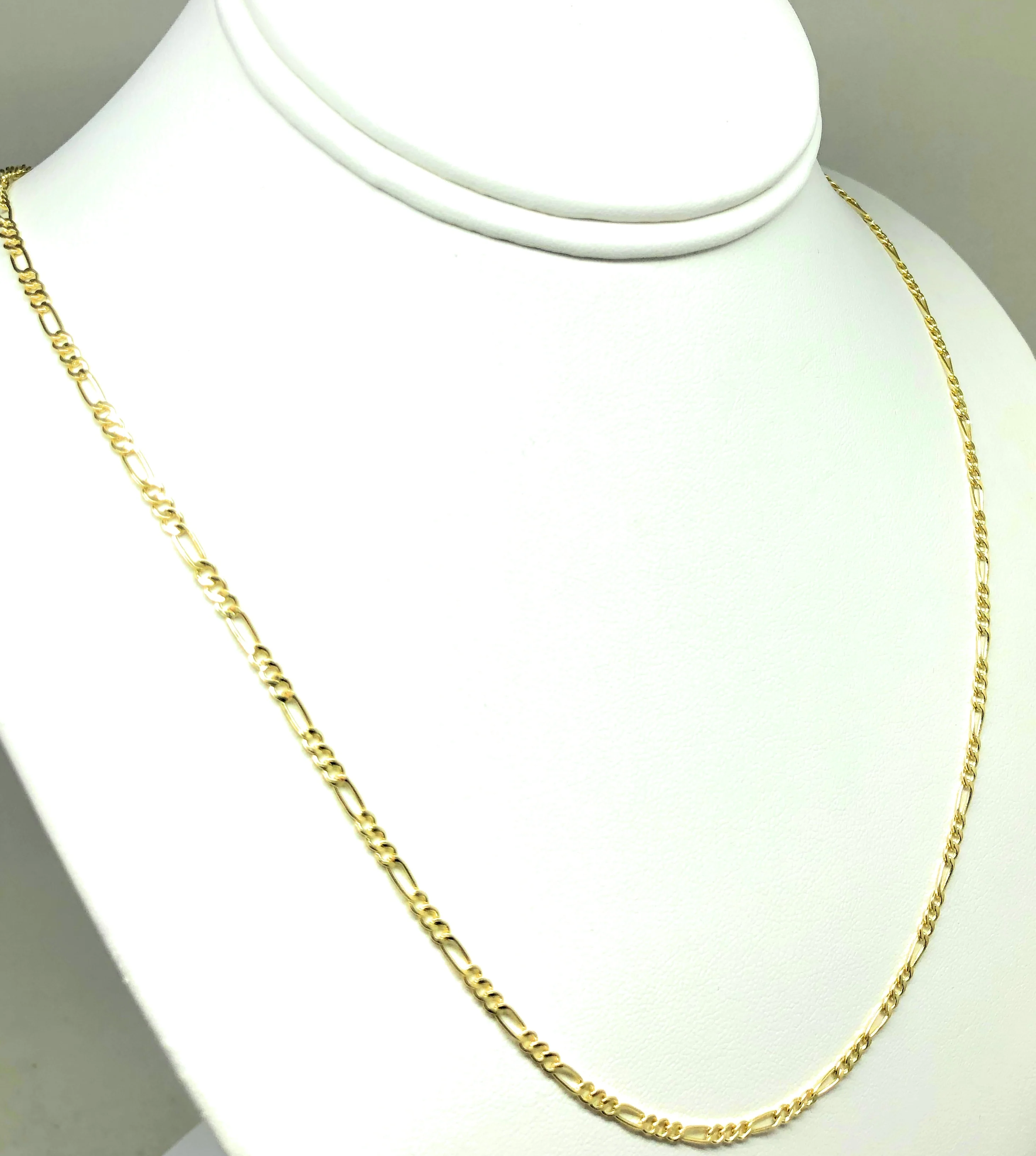 14k Solid Gold Figaro Chain 18-24 inches 2.2mm (Semi-Hollow Style) - Image 5