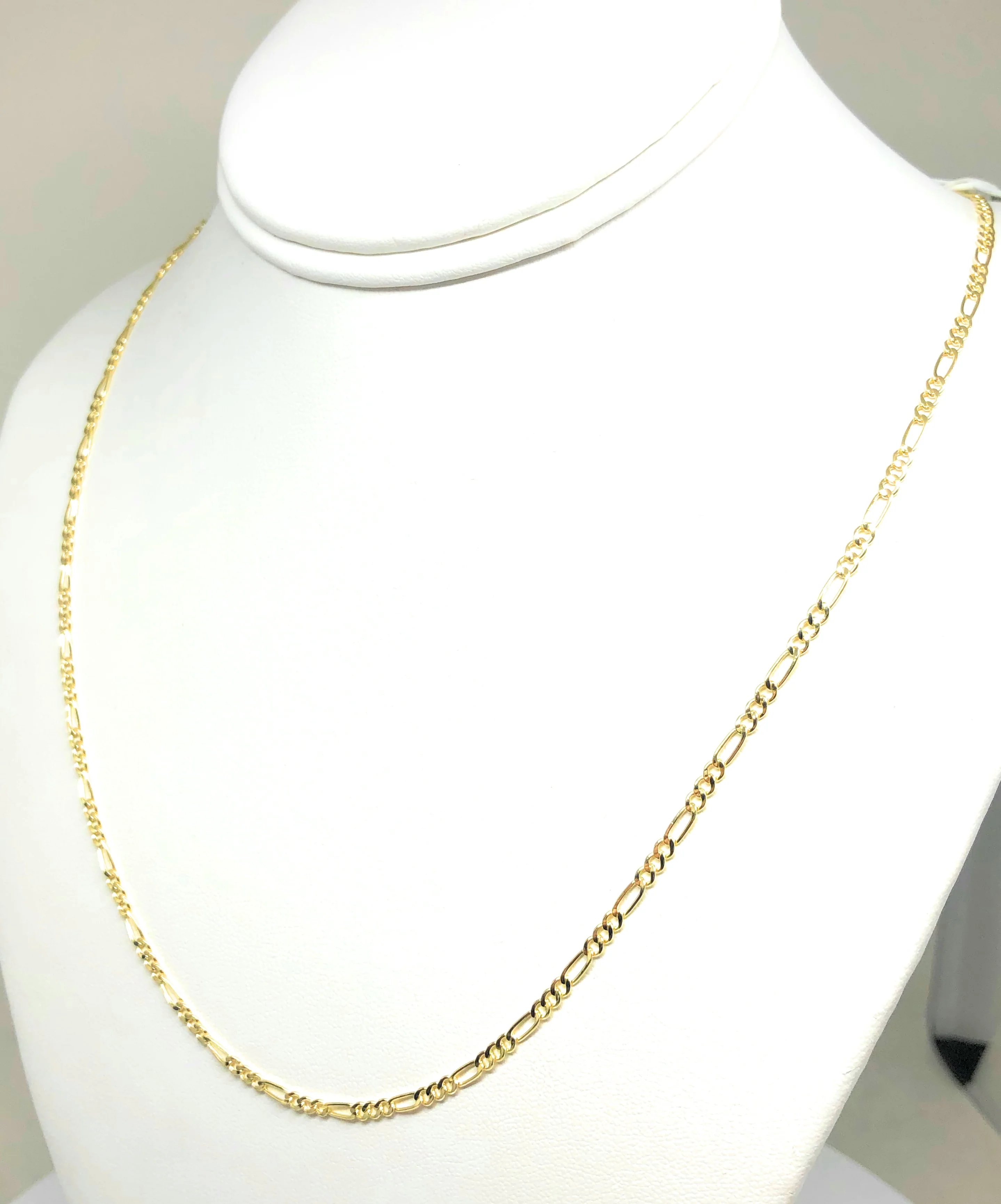14k Solid Gold Figaro Chain 18-24 inches 2.2mm (Semi-Hollow Style) - Image 6