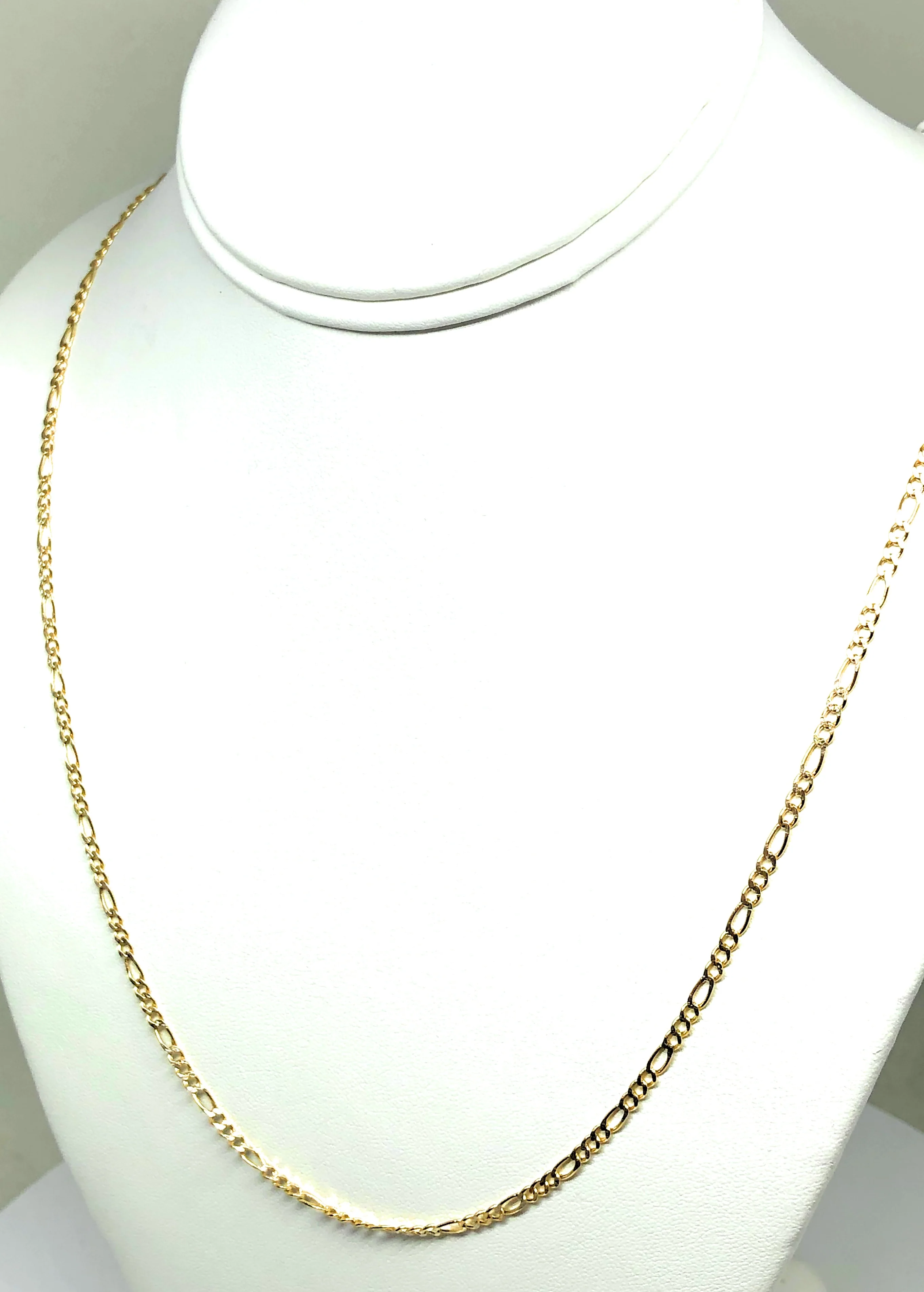14k Solid Gold Figaro Diamond Cut (White Gold) Chain 18-24 inches 2.5mm (Semi-Hollow Style) - Image 10
