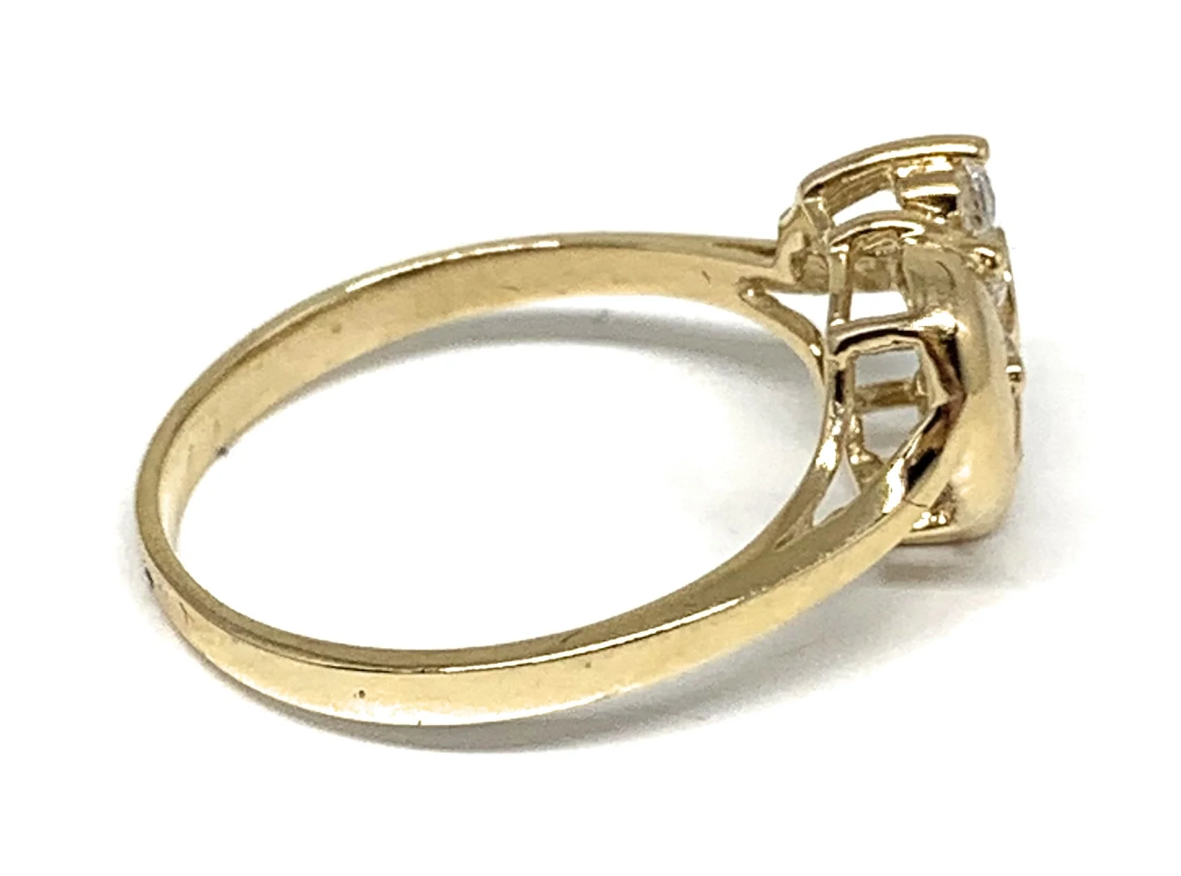 14k Solid Gold Heart CZ Ring - Image 2