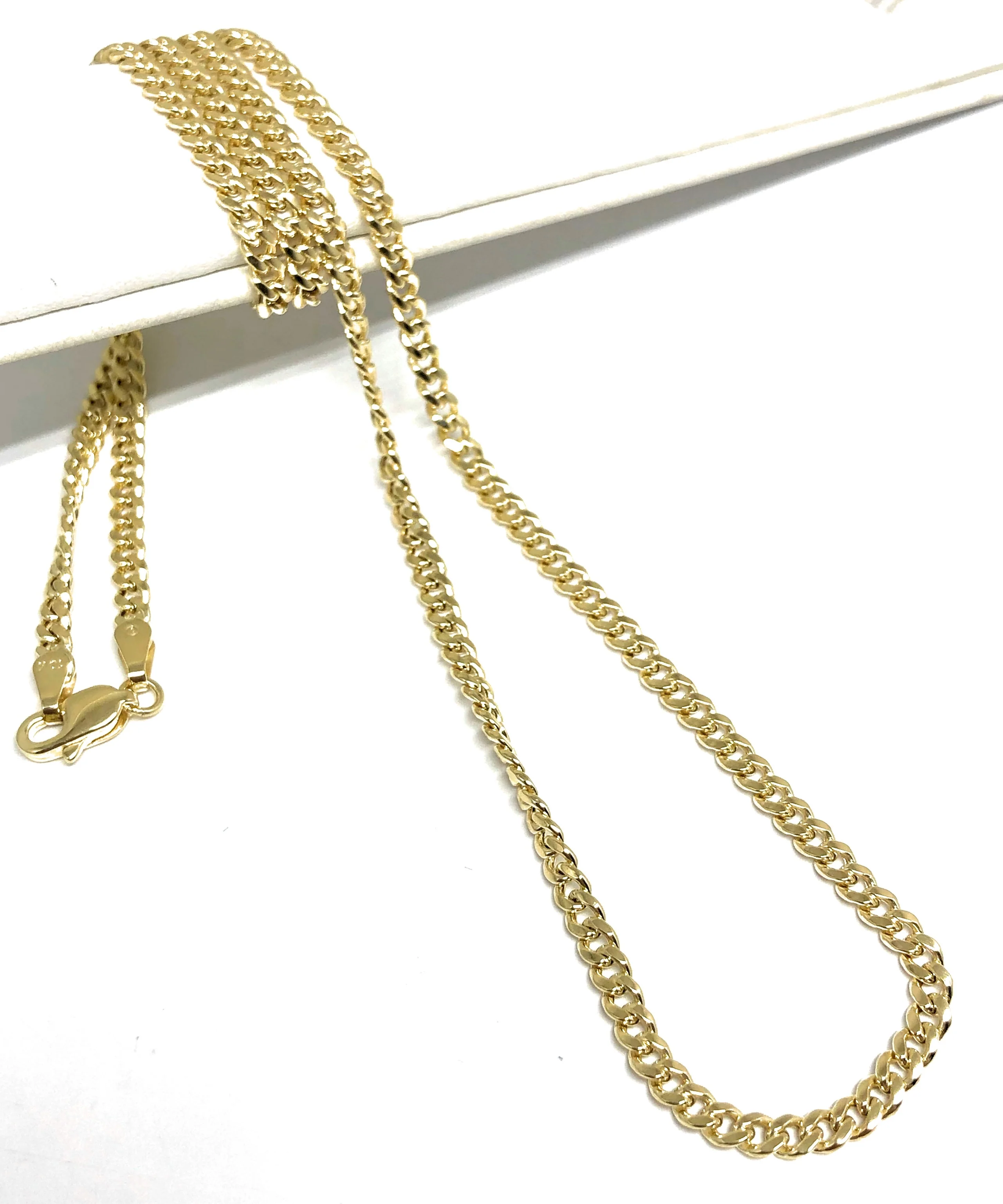10k Solid Gold Miami Cuban Link Chain 18-26 inches 3mm (Semi-Hollow Style)