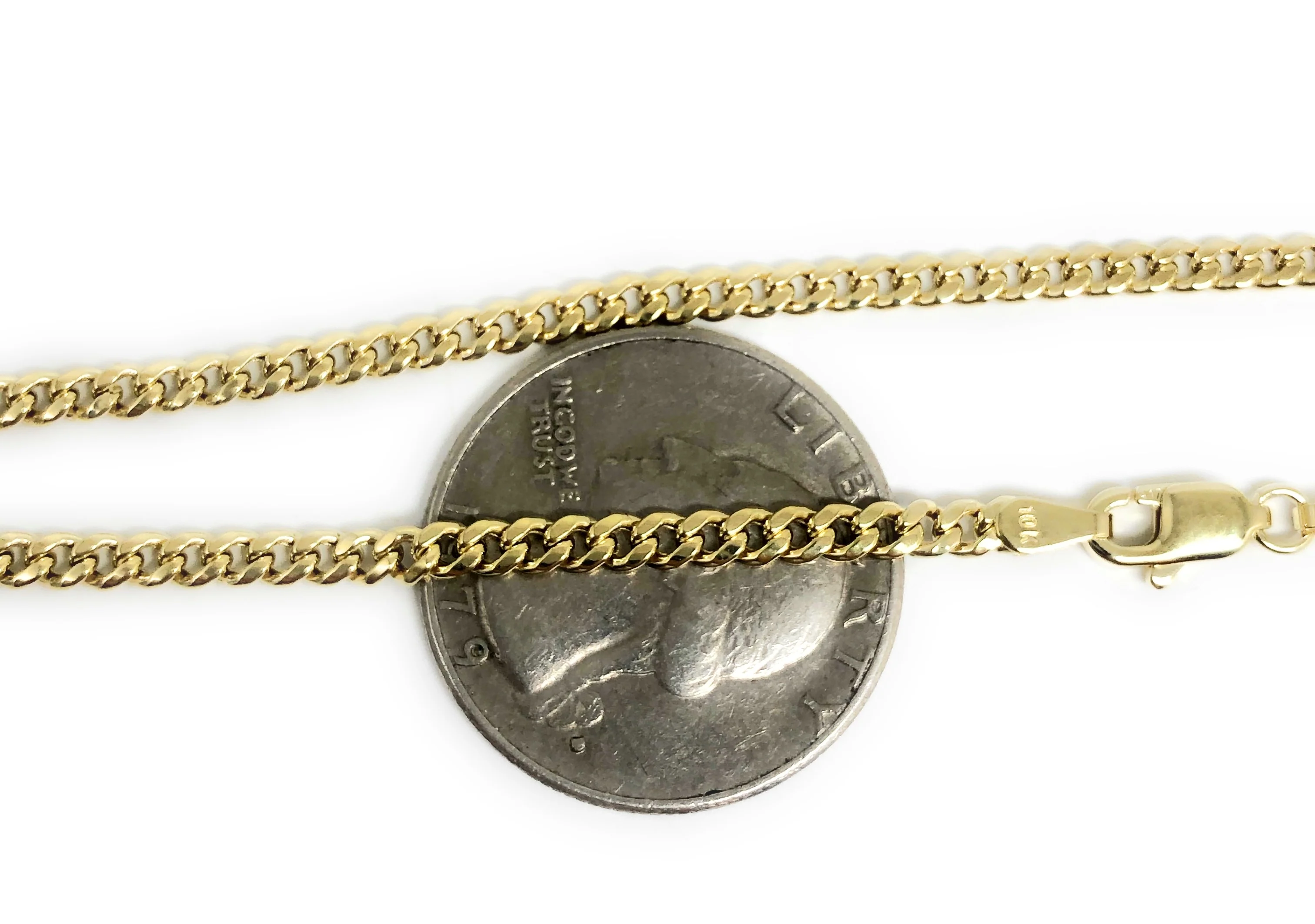 10k Solid Gold Miami Cuban Link Chain 18-26 inches 3mm (Semi-Hollow Style) - Image 4