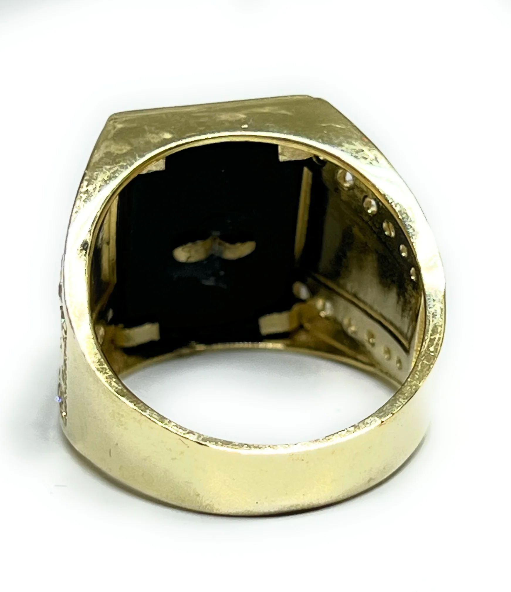 14k Solid Gold SAAN JUDAS SAAINT JUDE ONYX CZ GREEK BORDER Ring (13.1g) - Image 3