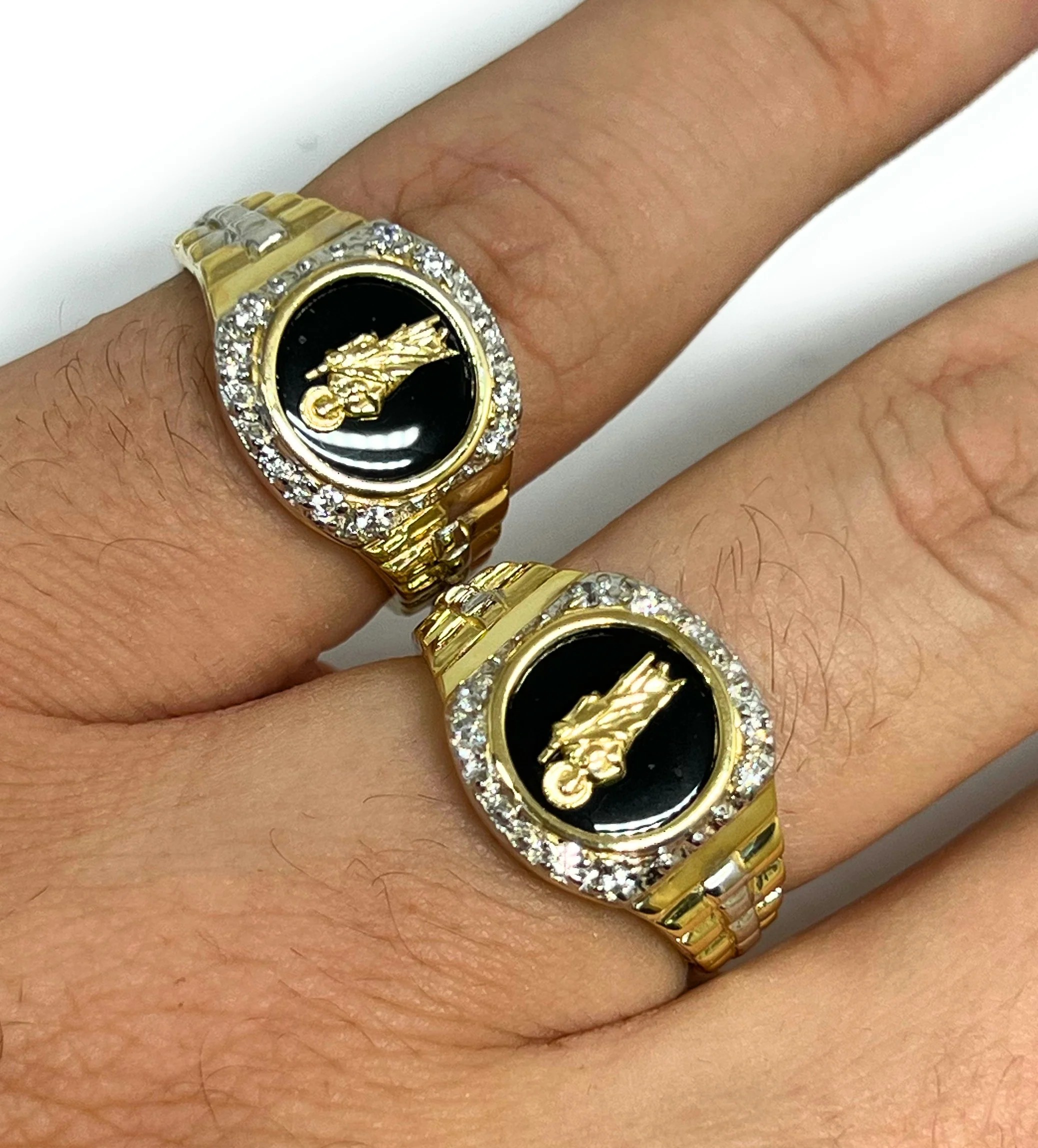 14k Solid Gold SAAN JUDAS SAAINT JUDE ONYX CZ Ring (5.4) - Image 2