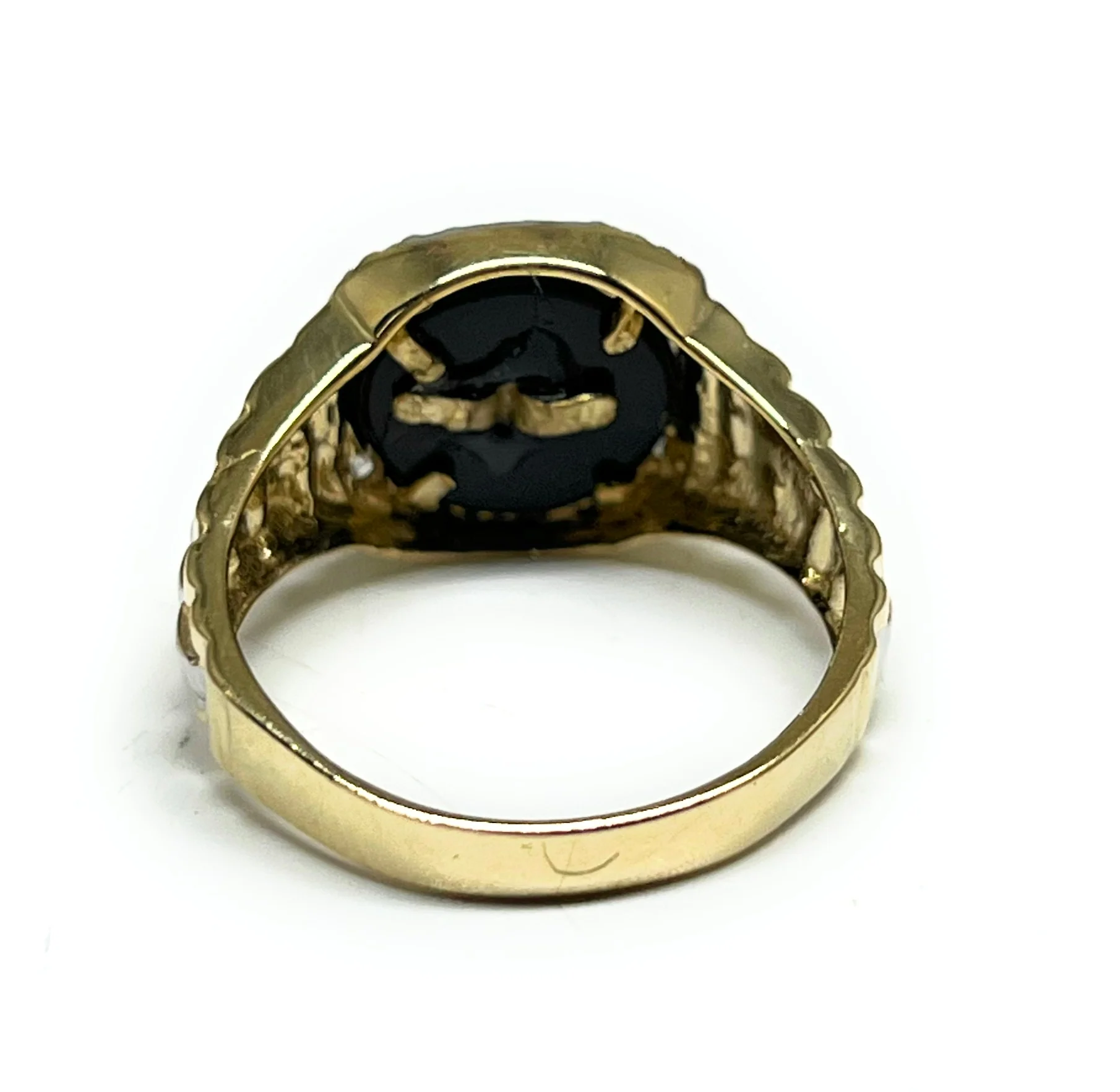 14k Solid Gold SAAN JUDAS SAAINT JUDE ONYX CZ Ring (5.4) - Image 4