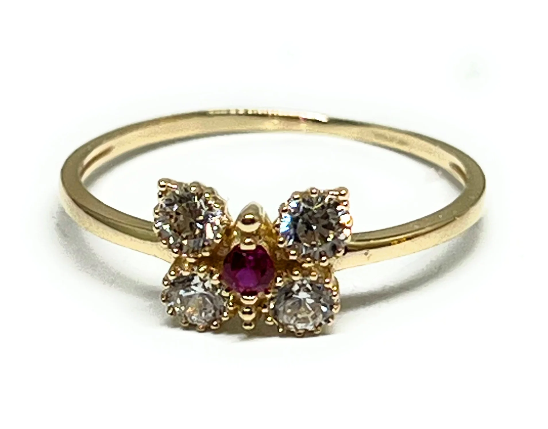 14k Solid Gold Small Dainty BUTTERFLY CZ Ring (FC 296)