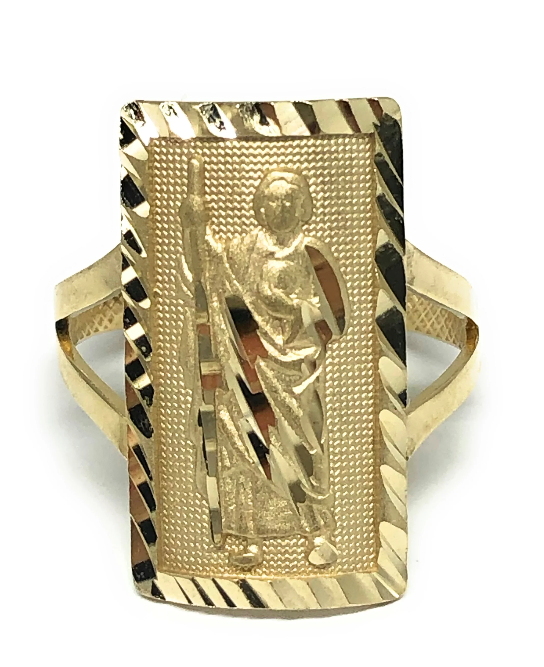 14k Solid Gold Square Saan Judas Ring (LG,MED) - Image 2