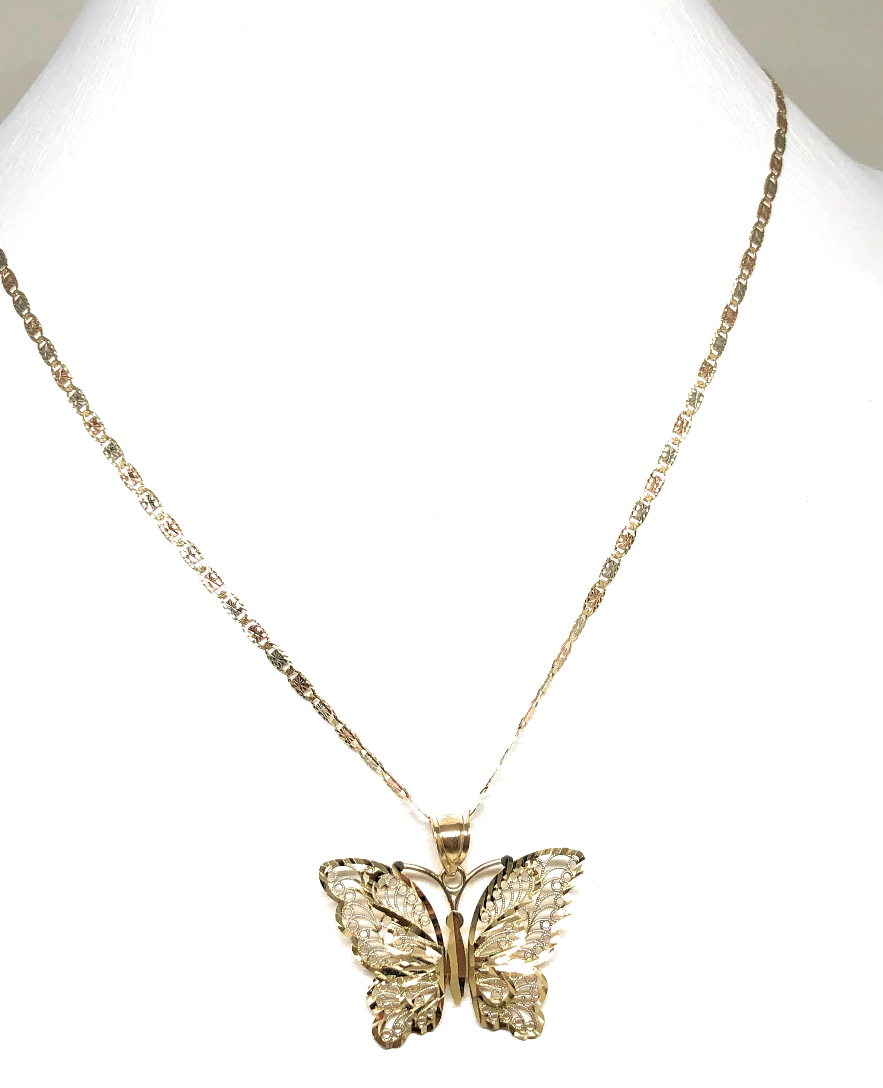 14k Solid Gold Butterfly Pendant Necklace Valentina Chain - Image 5