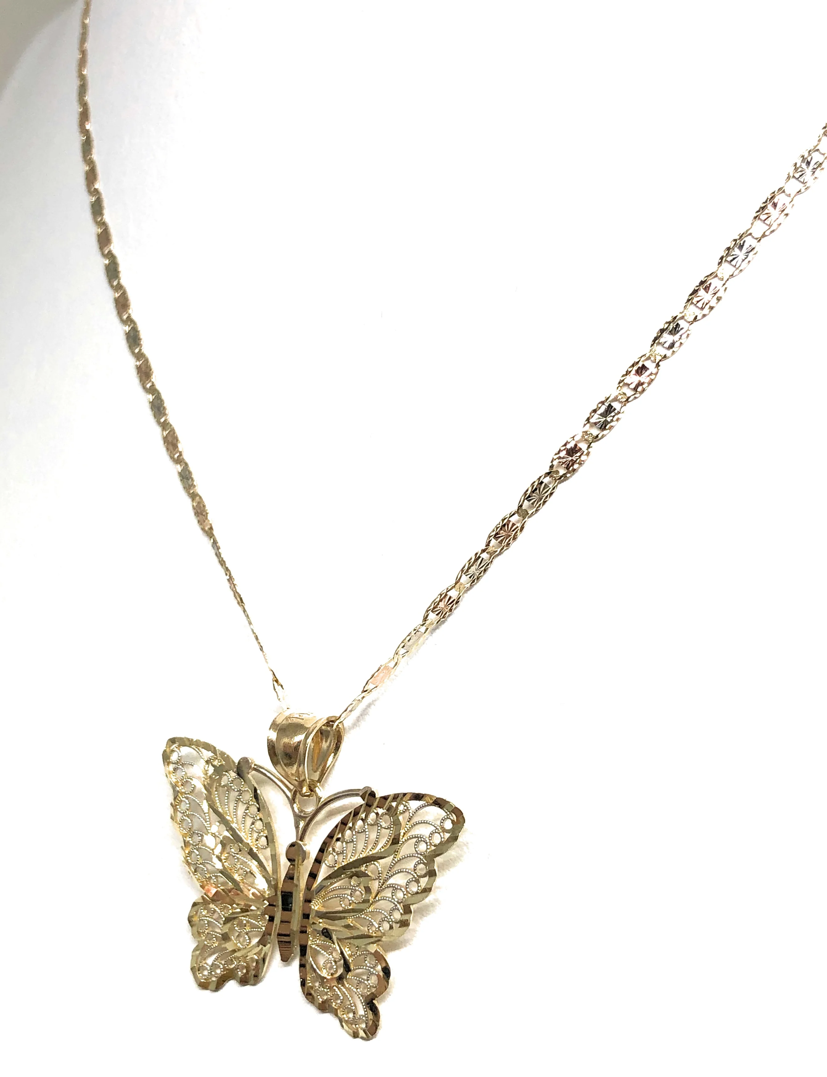 14k Solid Gold Butterfly Pendant Necklace Valentina Chain - Image 6