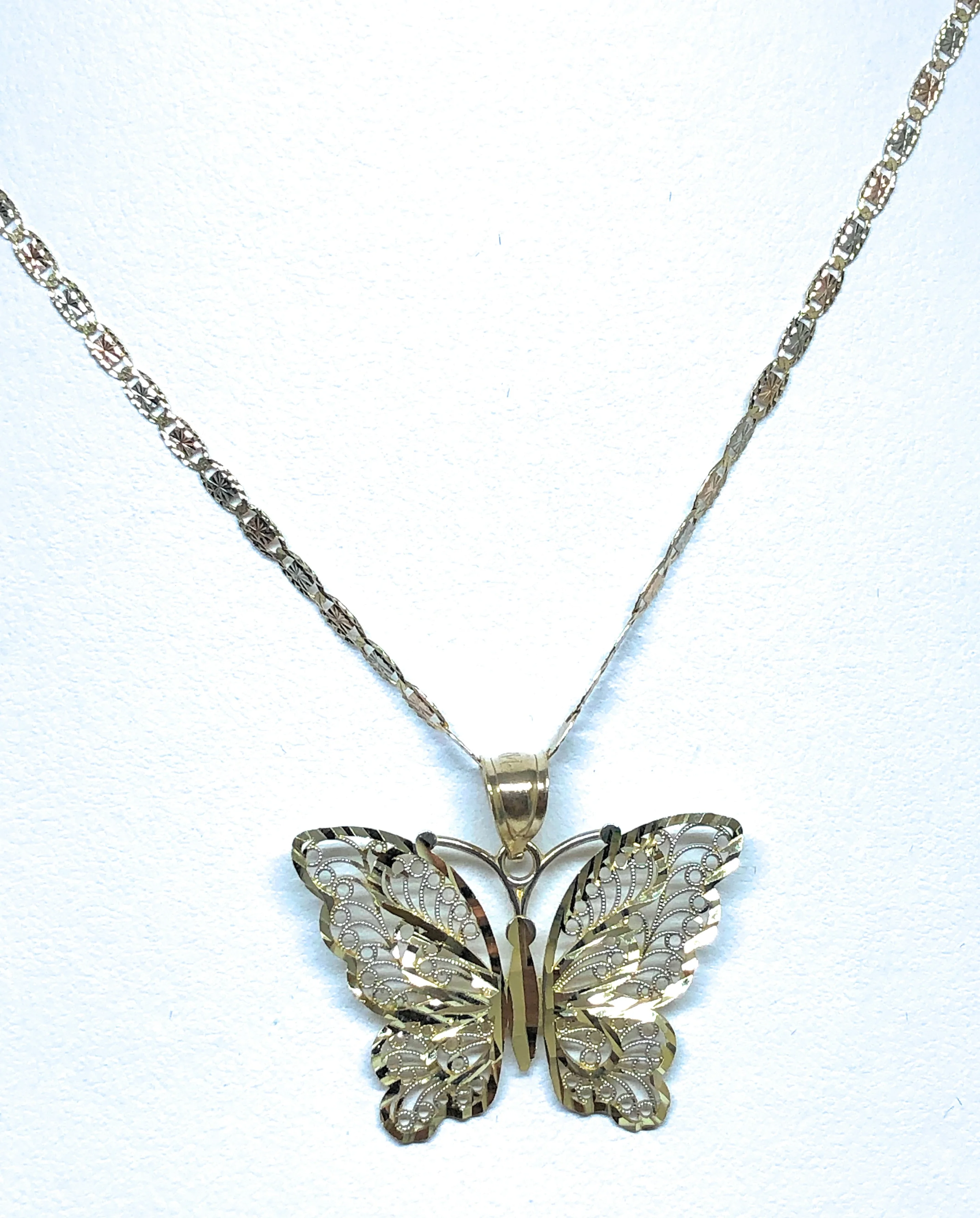 14k Solid Gold Butterfly Pendant Necklace Valentina Chain - Image 7