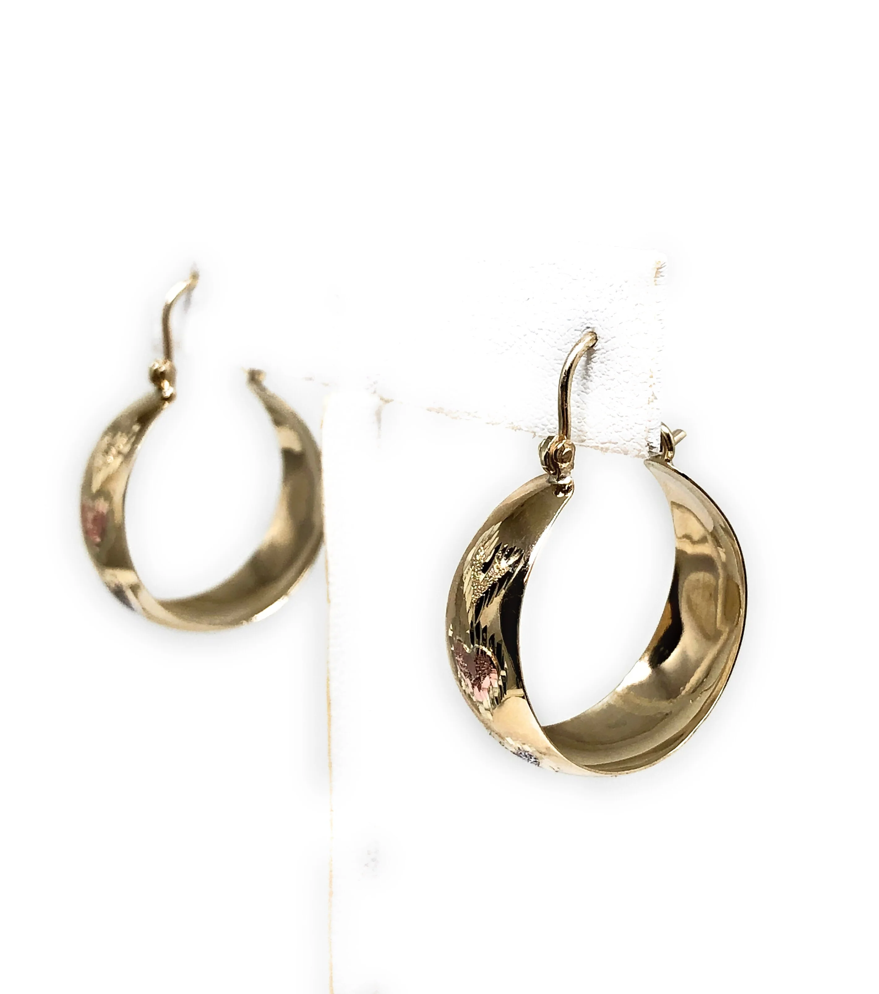 14k Solid Gold Tri-Color Heart Basket Earrings Aracadas (SM,MED,LG) - Image 10