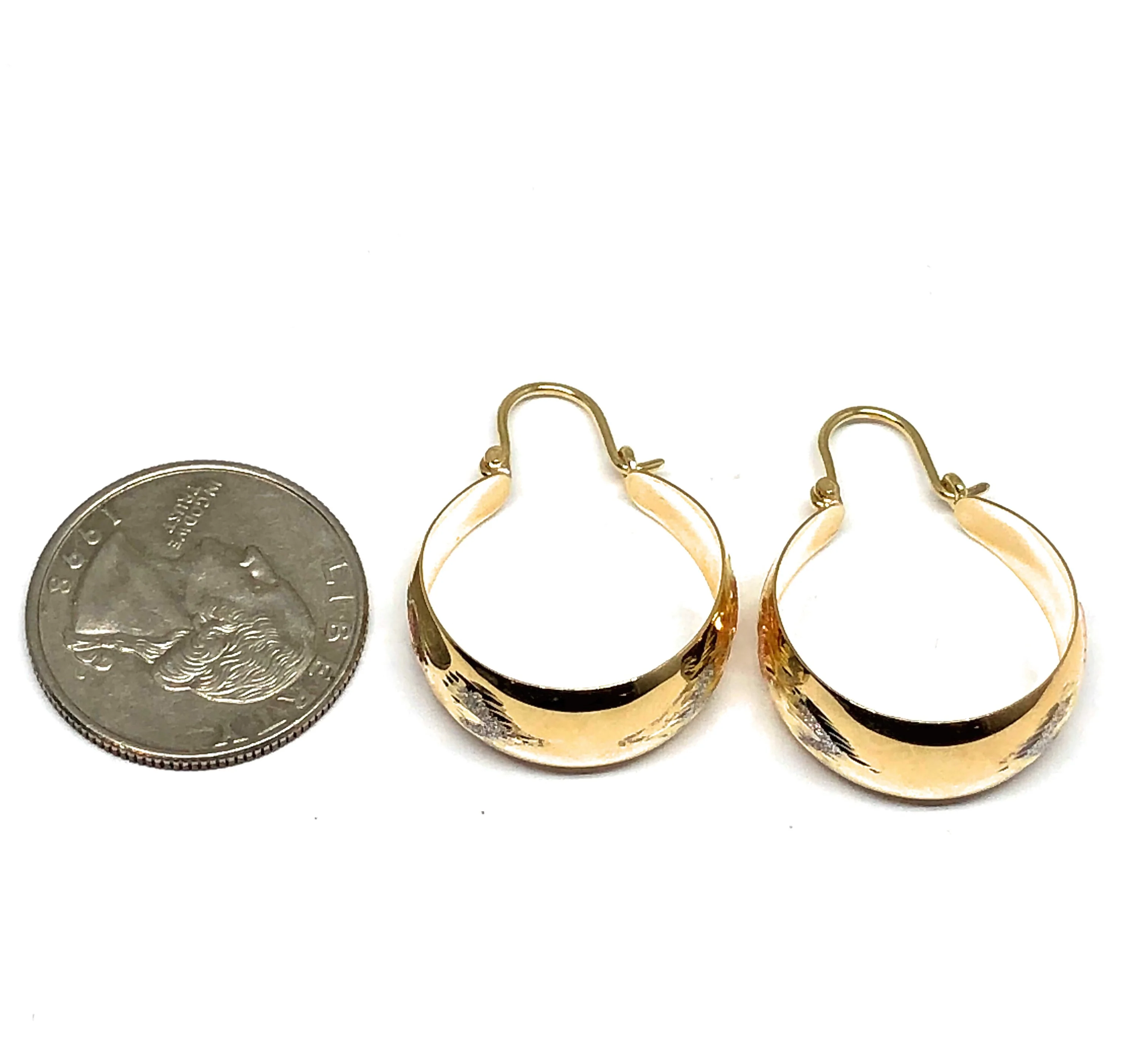14k Solid Gold Tri-Color Heart Basket Earrings Aracadas (SM,MED,LG) - Image 4