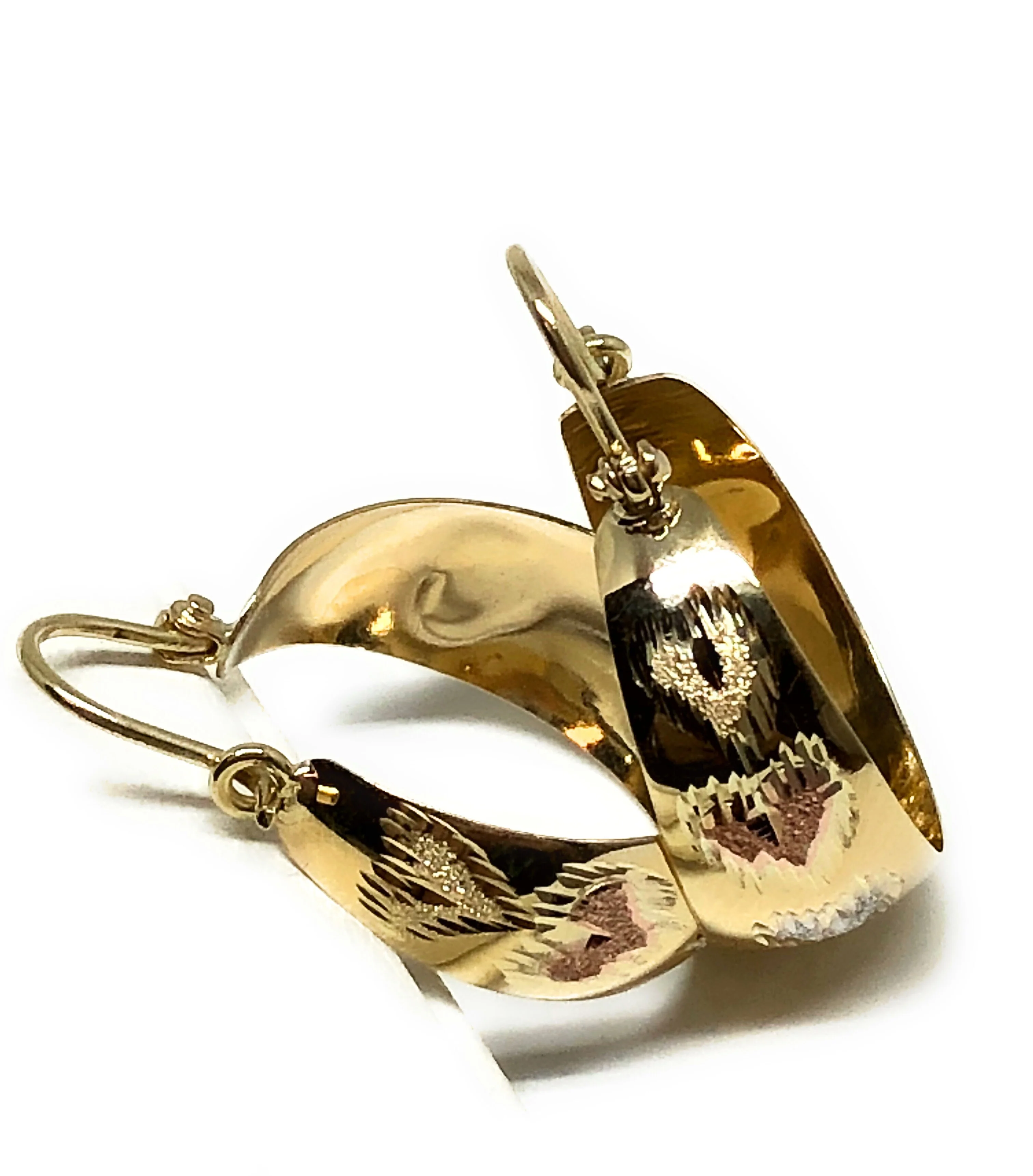 14k Solid Gold Tri-Color Heart Basket Earrings Aracadas (SM,MED,LG) - Image 6