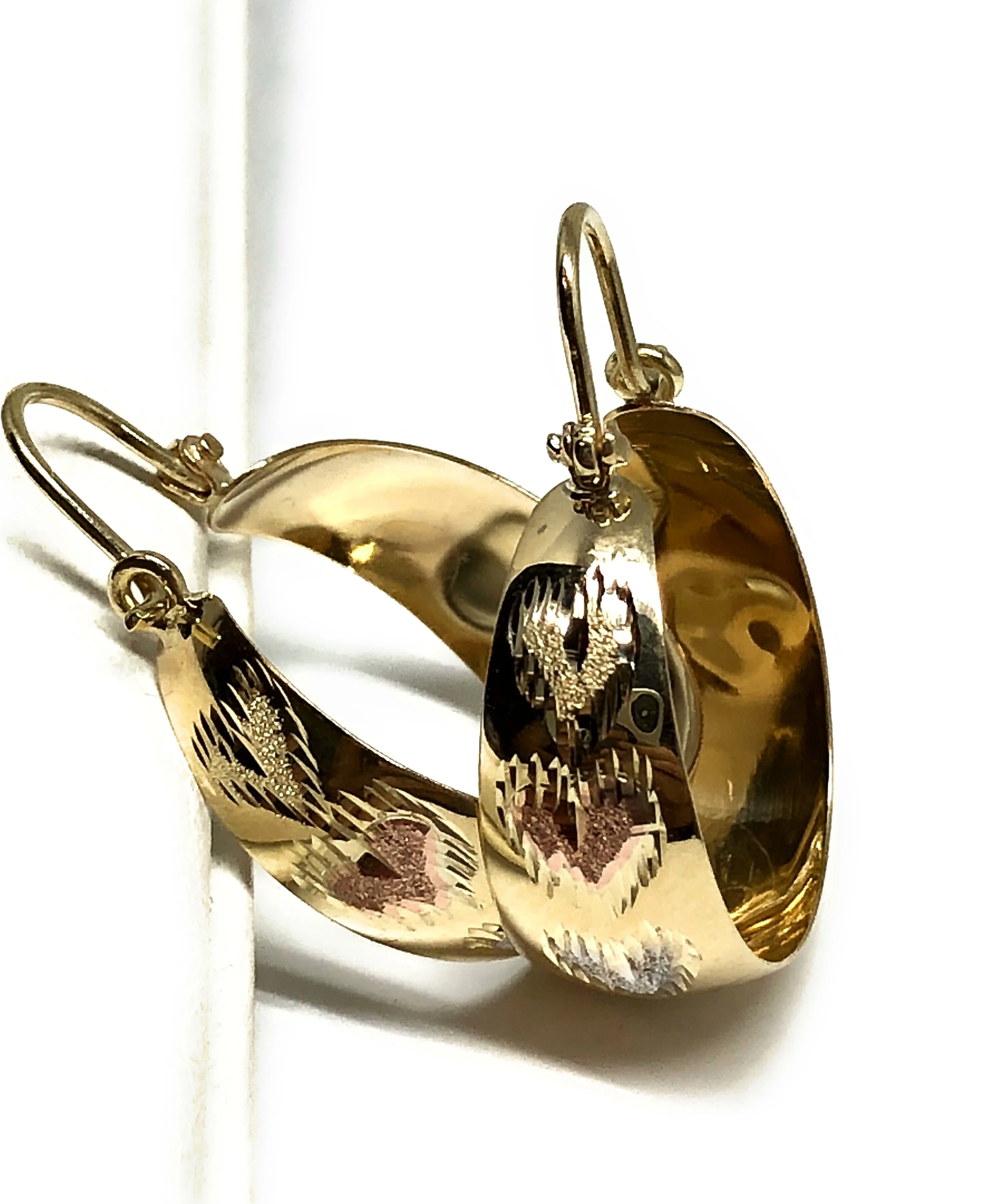 14k Solid Gold Tri-Color Heart Basket Earrings Aracadas (SM,MED,LG) - Image 7