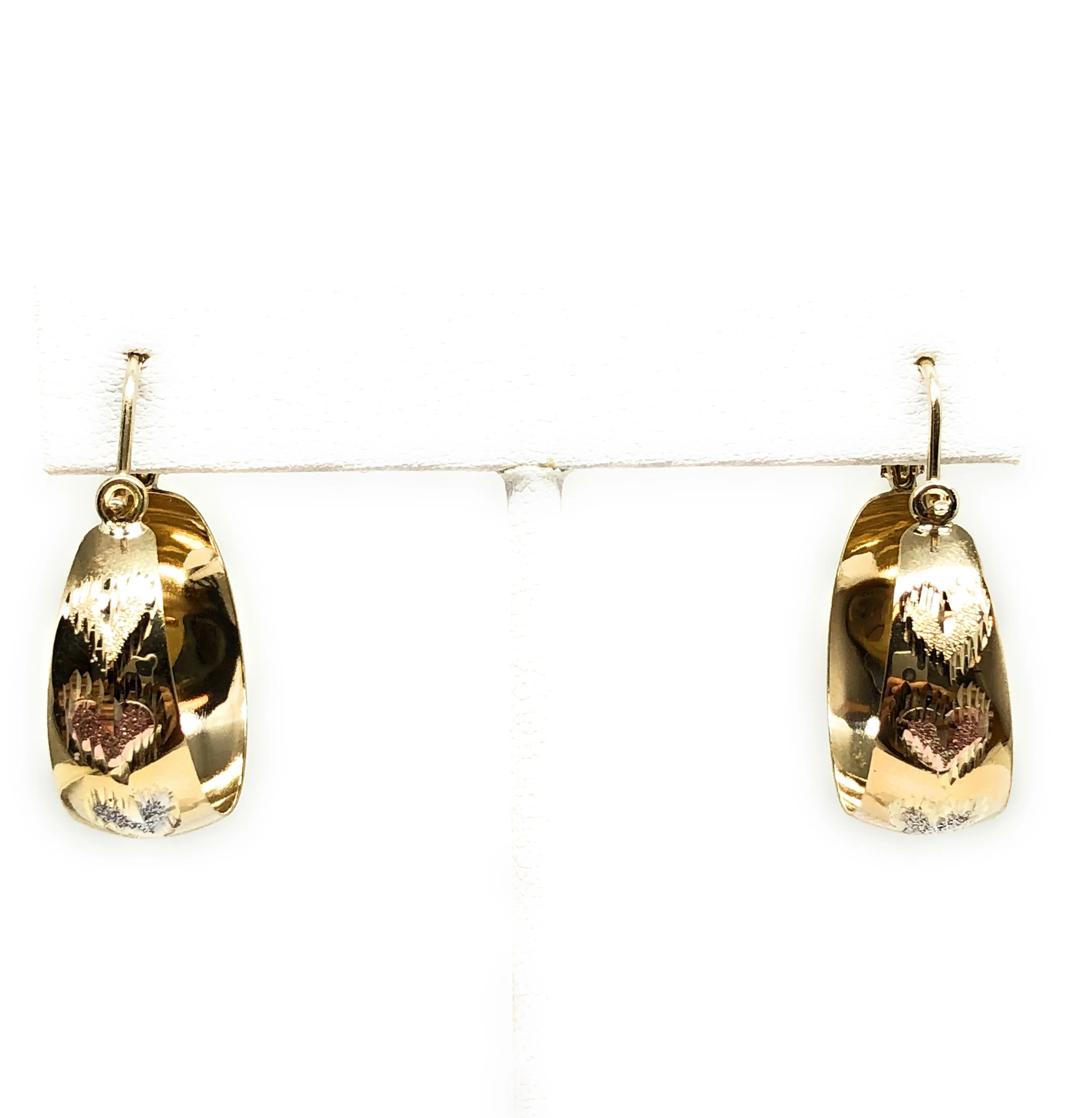 14k Solid Gold Tri-Color Heart Basket Earrings Aracadas (SM,MED,LG) - Image 8