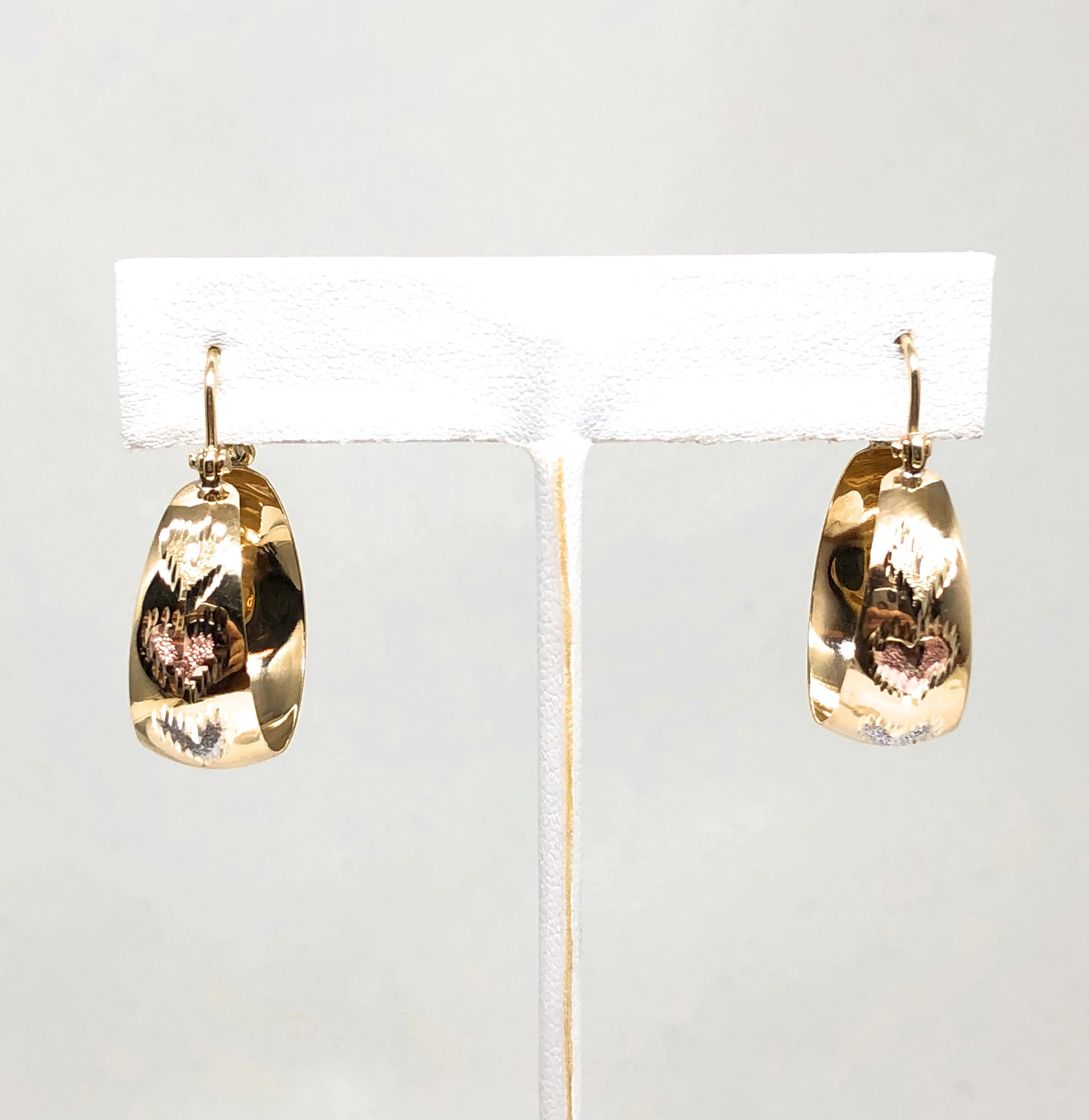 14k Solid Gold Tri-Color Heart Basket Earrings Aracadas (SM,MED,LG) - Image 9