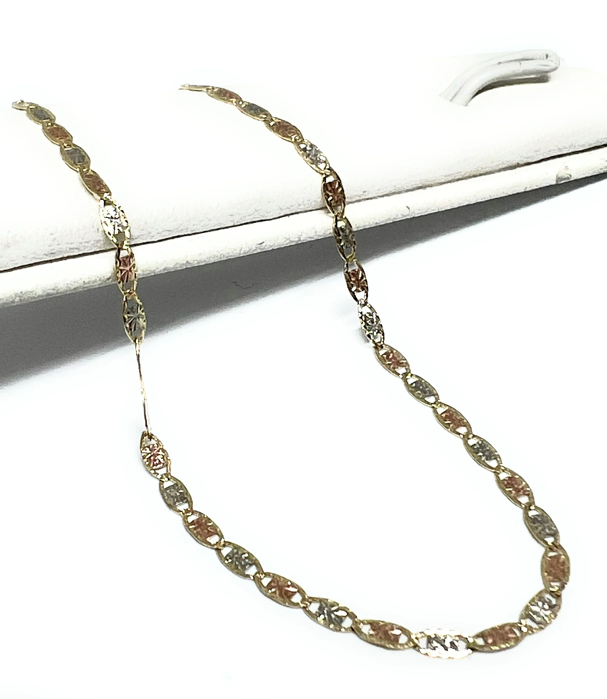14K Solid Gold Tri-Color VALENTINA Brracelet 7-8 inch 2.2mm Width - Image 2