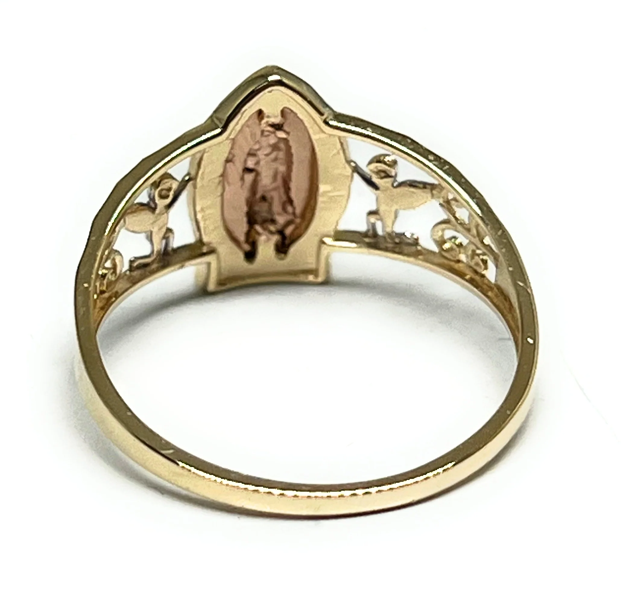 14k Solid Gold Tri-Color Virrgin Mary ANGELS Ring (FC 314) - Image 3