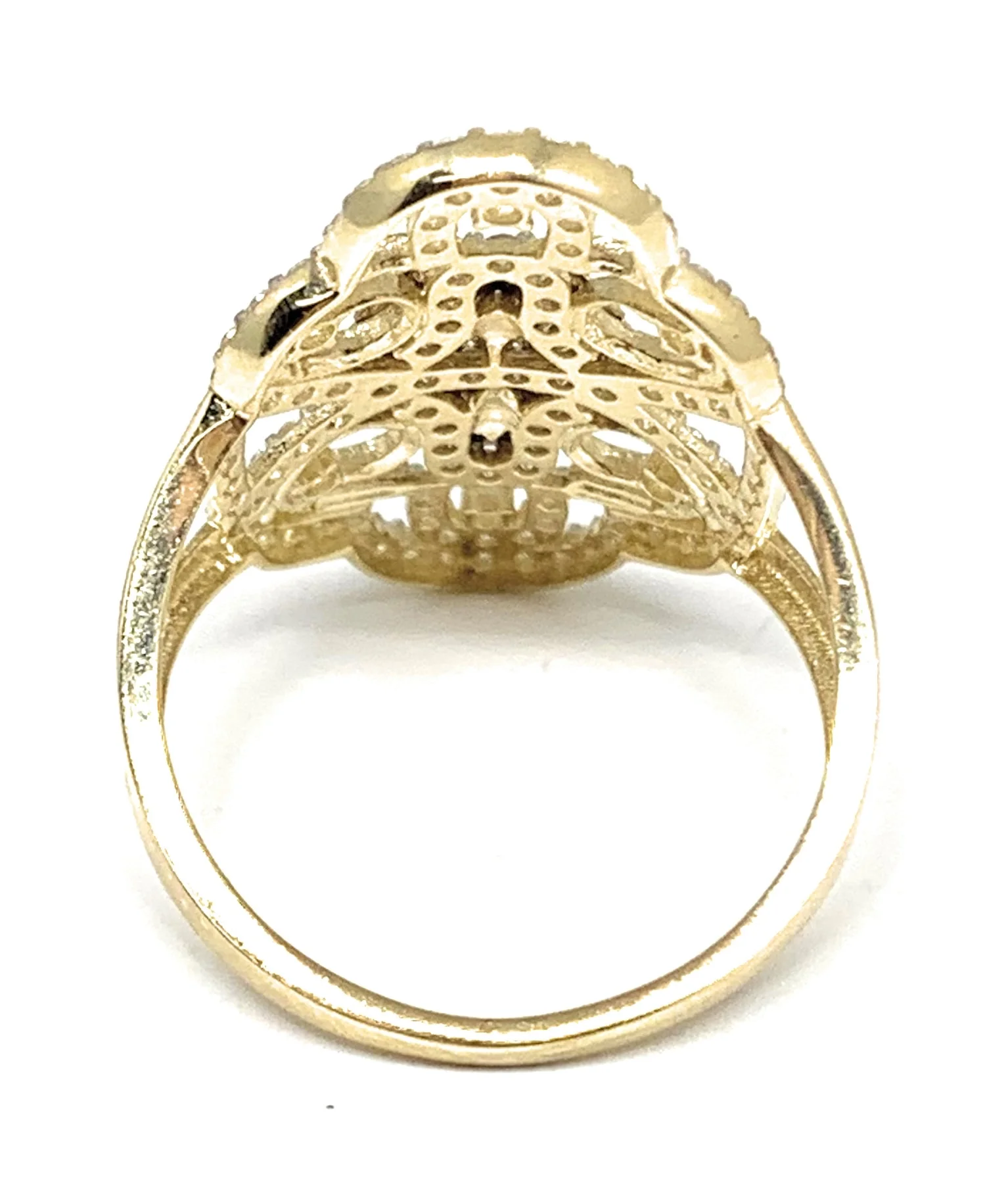 14k Solid Gold Tri-Color Virrgin Mary CZ Fancy Elegant Ring - Image 3